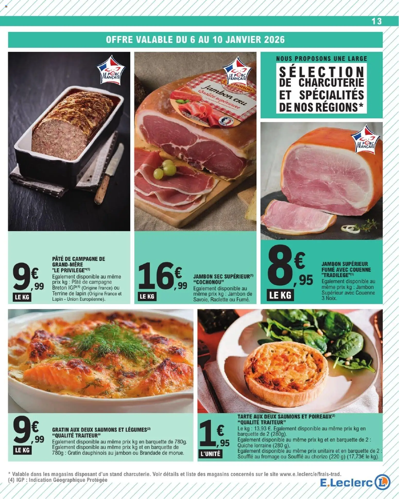 {H1} | Page: 13 | Produits: Chorizo, Poireaux, Fromage, Jambon