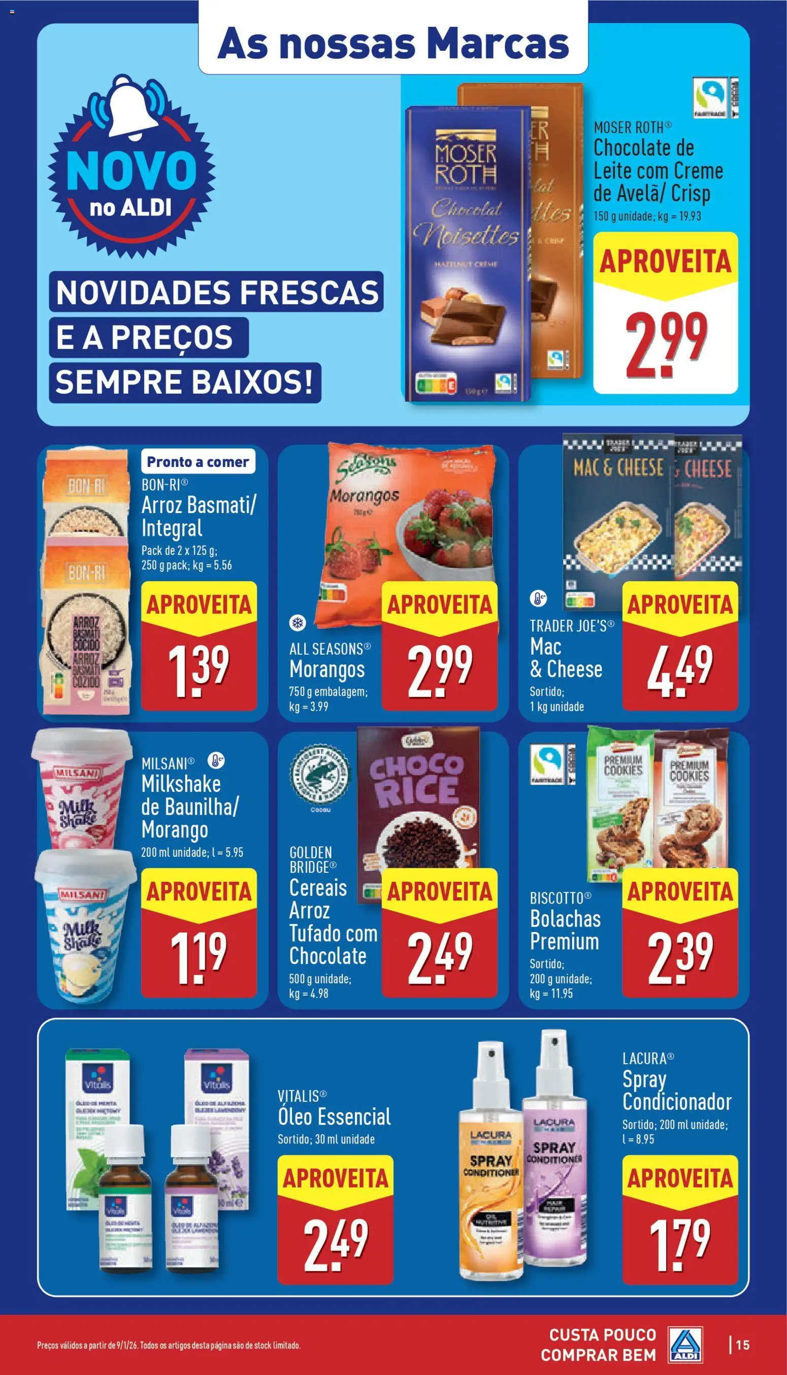 Aldi folheto │ válido de 05.01.2026 | Página: 15 | Produtos: Chocolate, Arroz, Morangos, Cereais