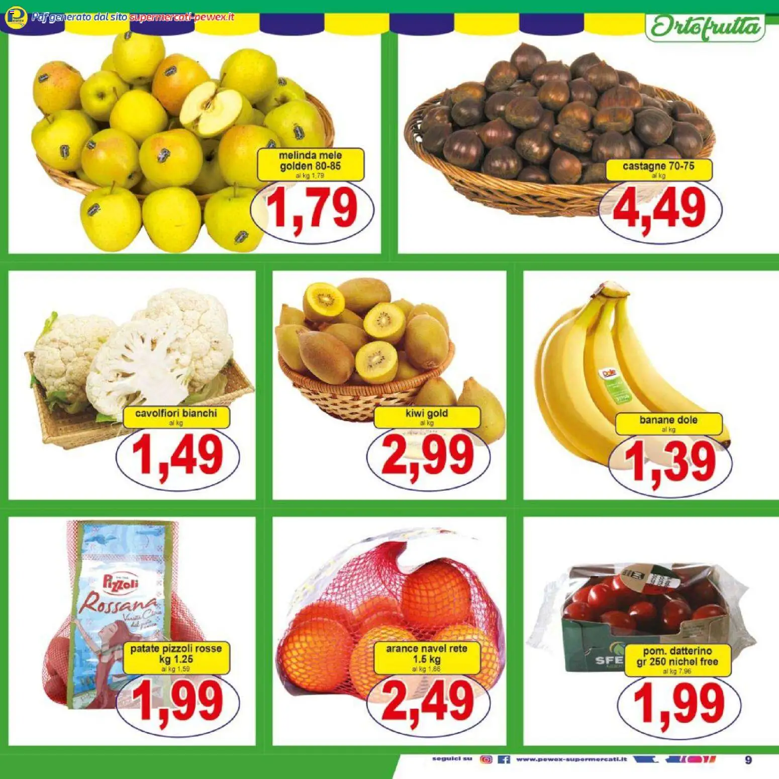 Volantino Pewex del 07.11.2025 | Pagina: 9 | Prodotti: Arance, Banane, Kiwi, Patate