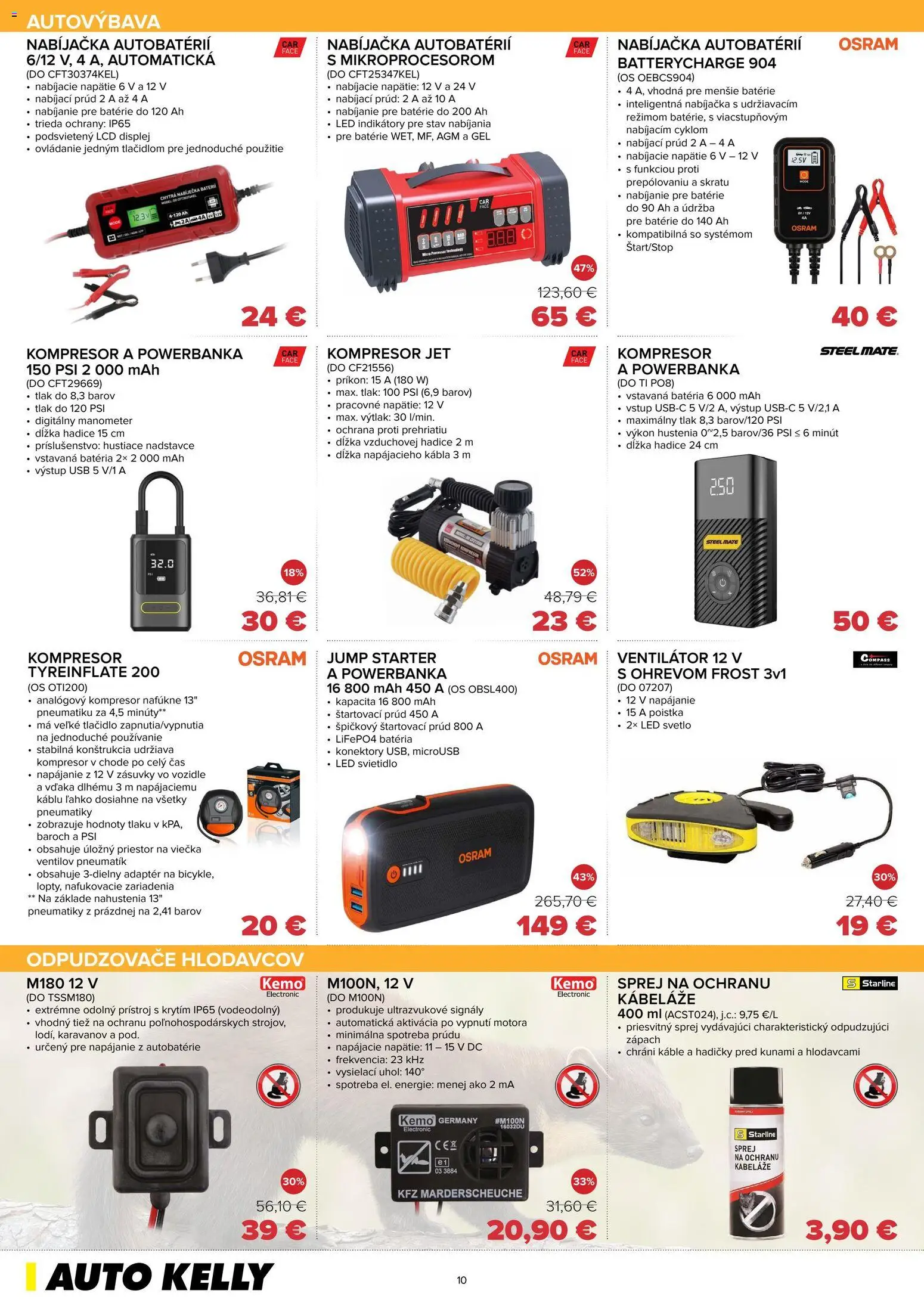 Nové Auto Kelly akcie – leták je platný od 28.10.2025 | Strana: 10 | Produkty: Svetlo, Kompresor, Ventilátor, Nabíjačka