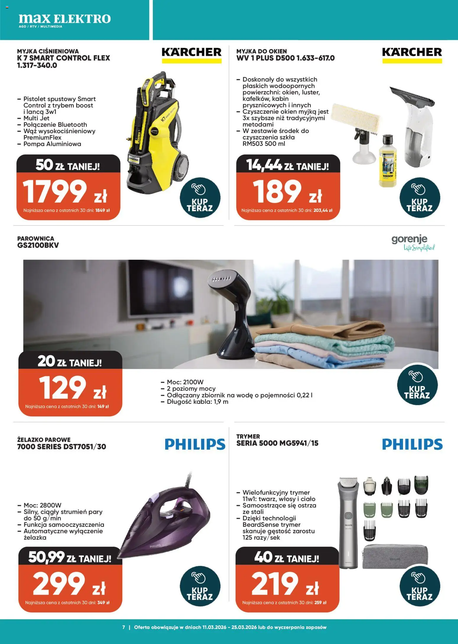 Max elektro gazetka od 11.03.2026 | Strona: 7 | Produkty: Parownica