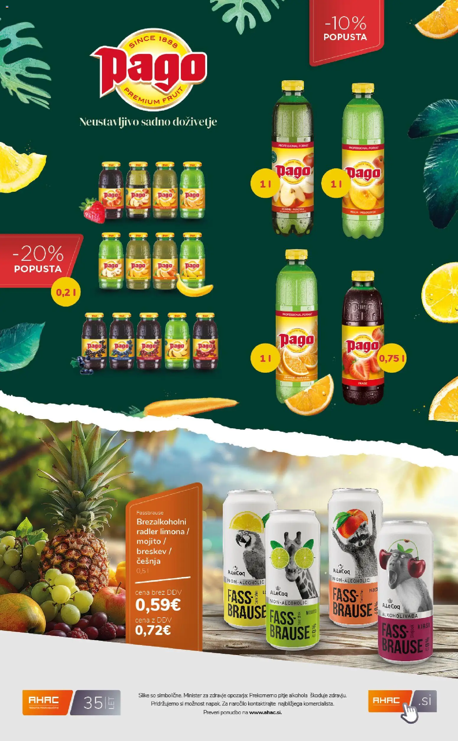 Novi Ahac katalog ponudbe – veljaven od 01.04.2026 | Stran: 18 | Izdelki: Radler, Limona, Breskev