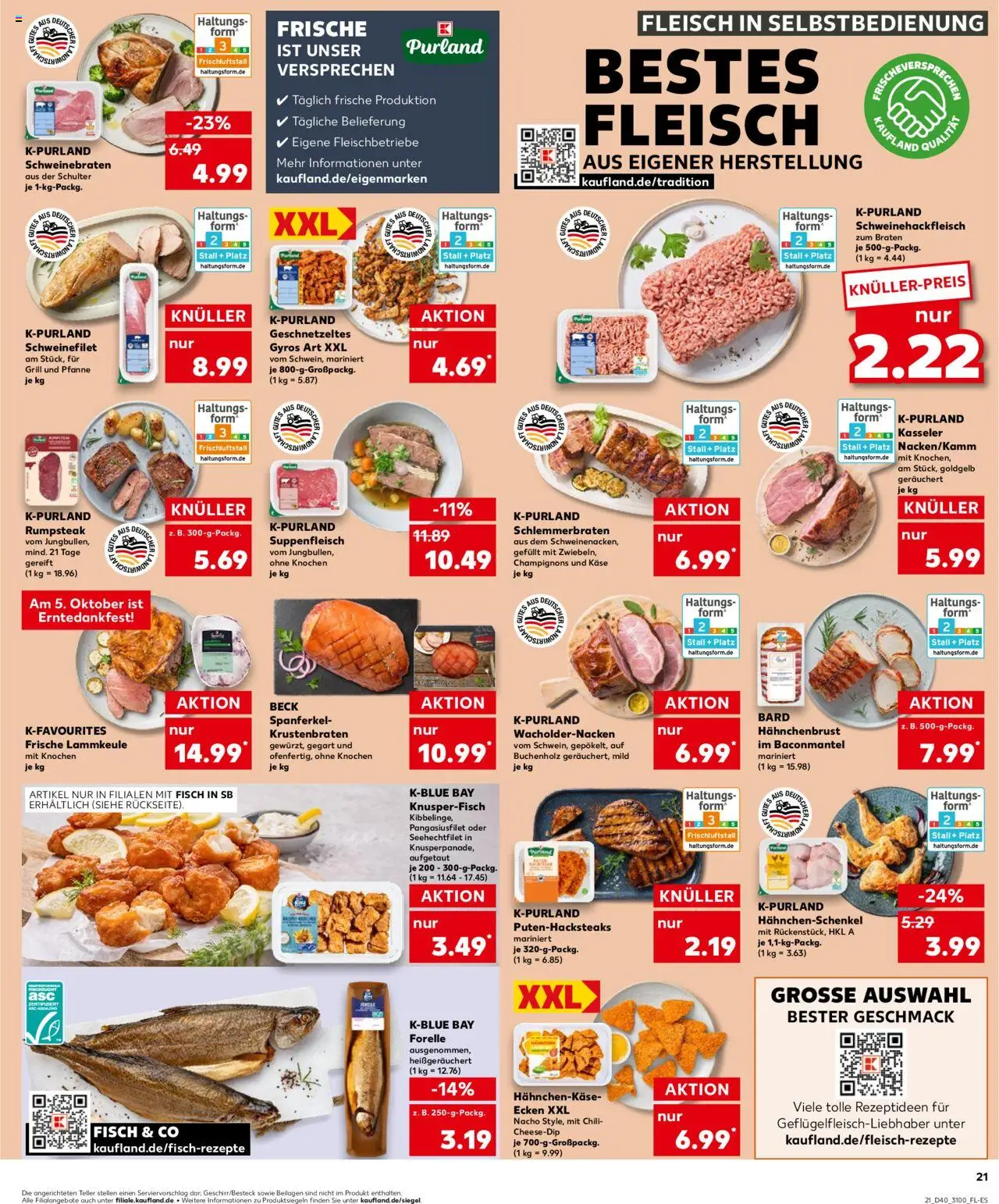 Kaufland prospekt Leipzig	 – gültig ab 05.10.2025 | Seite: 21 | Produkte: Hahnchenschenkel, Champignons, Suppenfleisch, Chili