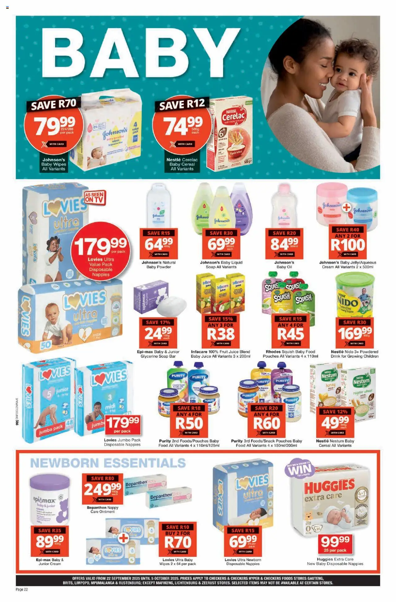 New Checkers catalogue – valid from 22.09.2025 | Page: 22 | Products: Oil, Powder, Cream, Soap