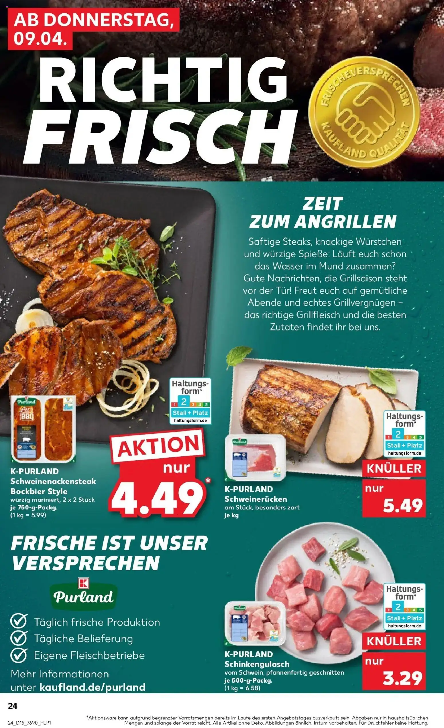 Kaufland Prospekt Ludwigsburg	 – gültig ab 08.04.2026 | Seite: 24 | Produkte: Tür, Spieße, Wasser, Steak