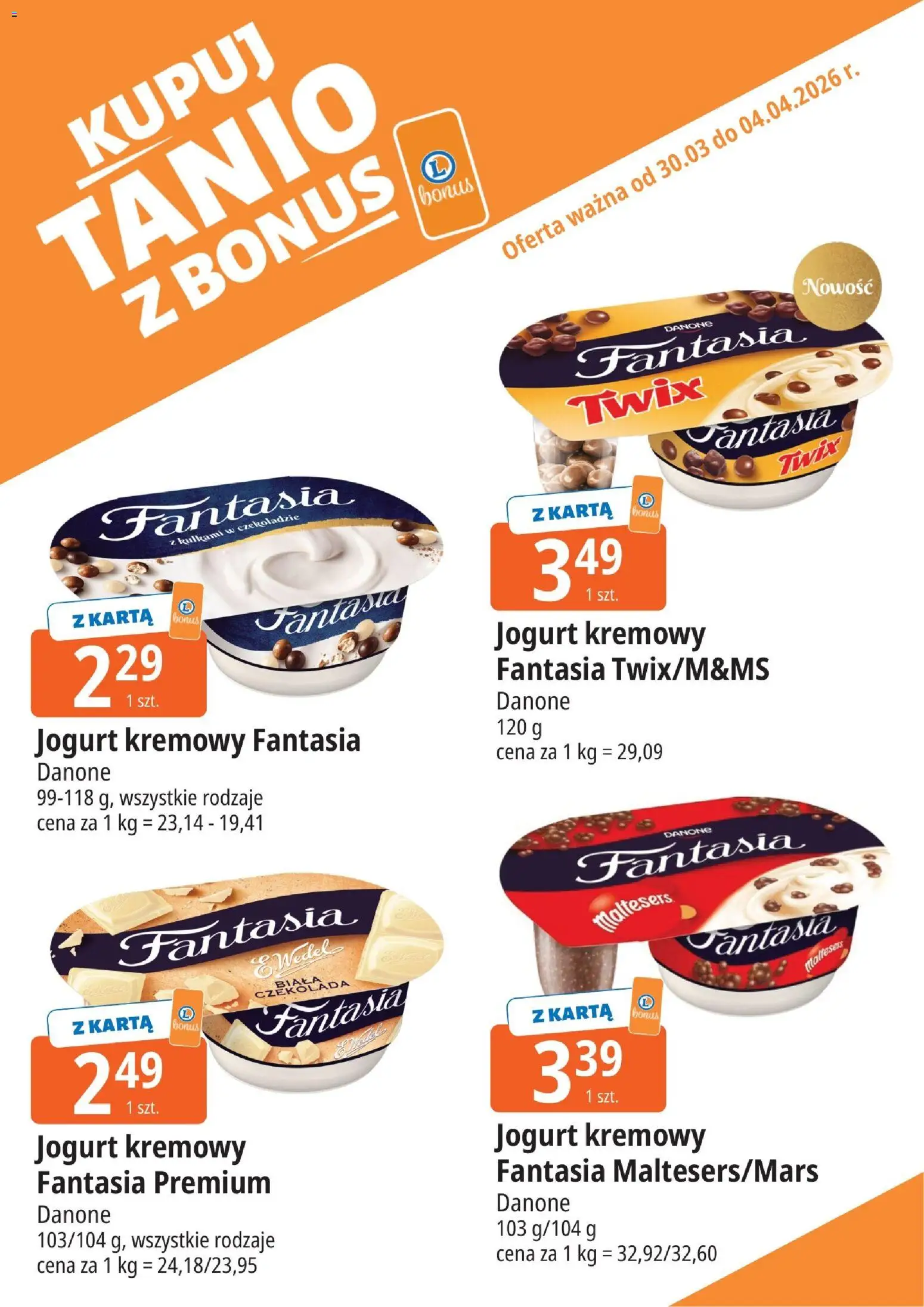 E.Leclerc gazetka - Radom kupony dodatkowe od 30.03.2026 | Strona: 9 | Produkty: Karta, Jogurt, Czekolada, Jogurt kremowy