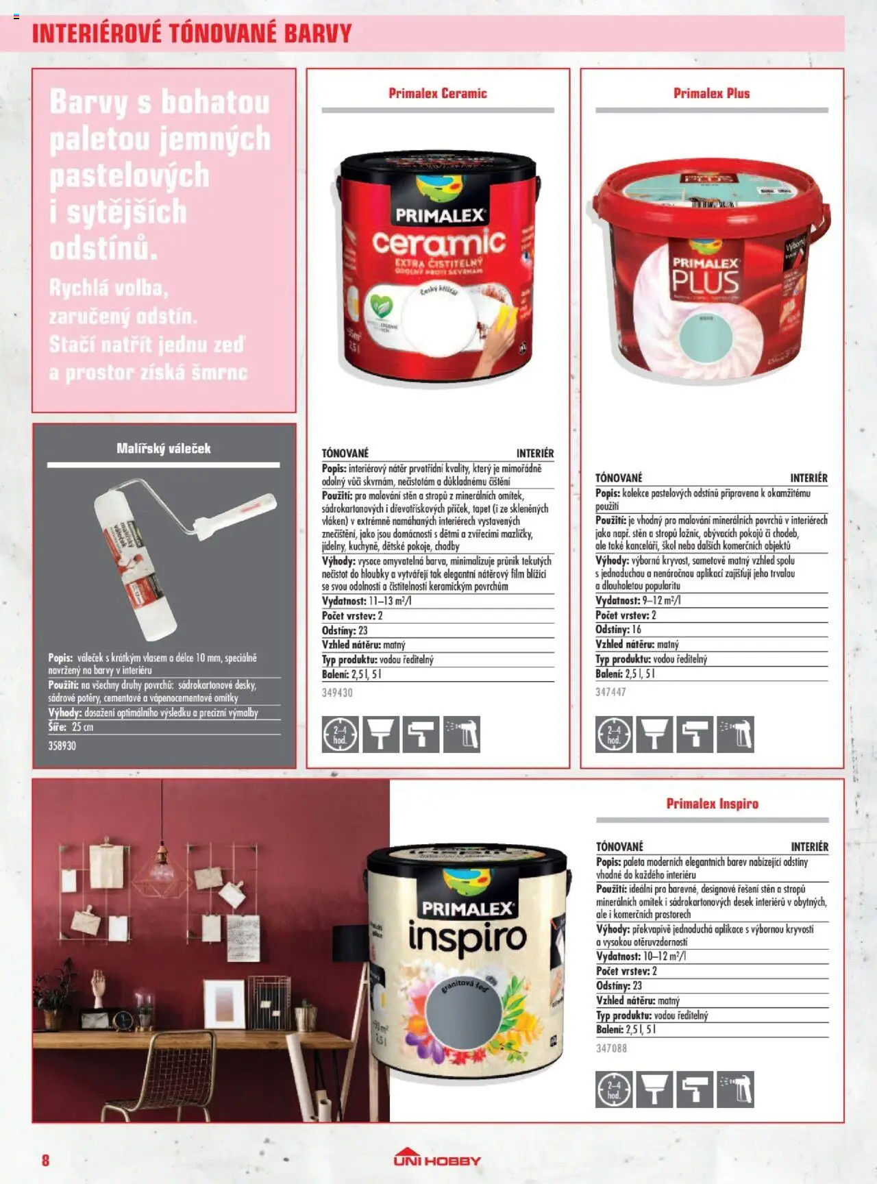 Uni Hobby katalog - Barvy 2025 od 23.05.2025 | Strana: 8 | Produkty: Primalex, Váleček, Barvy