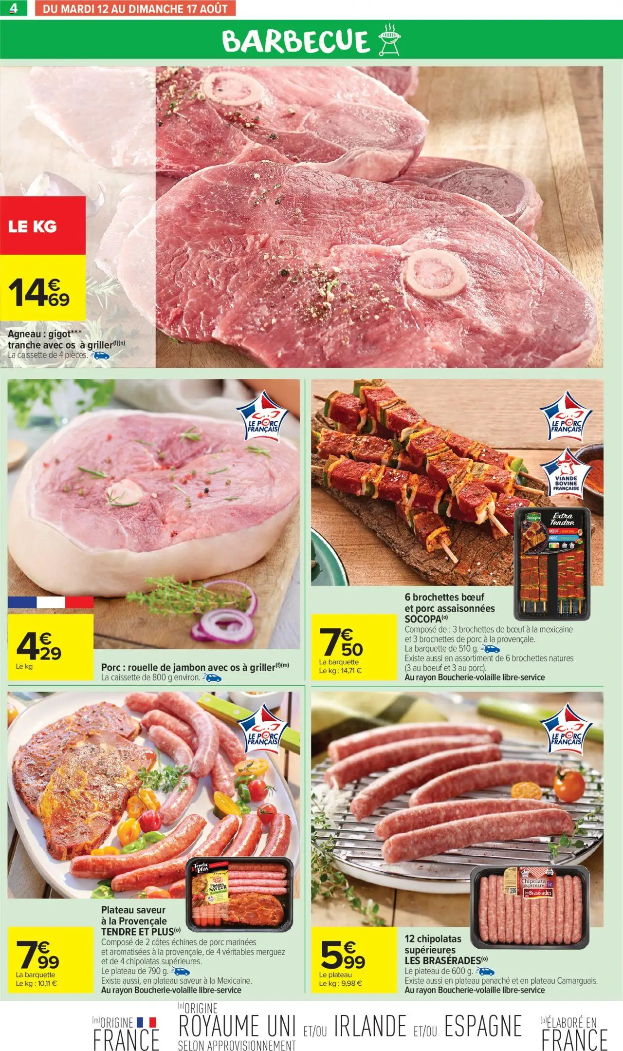 | Page: 6 | Produits: Porc rouelle de jambon, Agneau, Jambon, Viande bovine