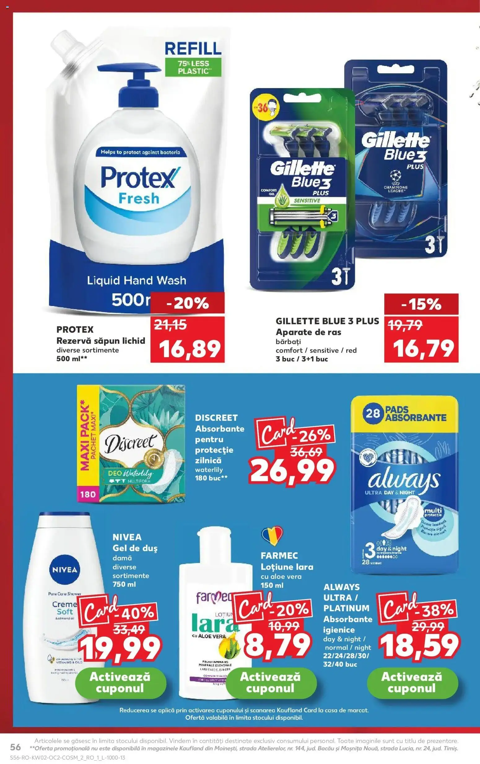 Noul catalog Kaufland – valabil de la 07.01.2026 | Pagină: 56 | Produse: Duș, Gel de duș, Săpun lichid, Absorbante