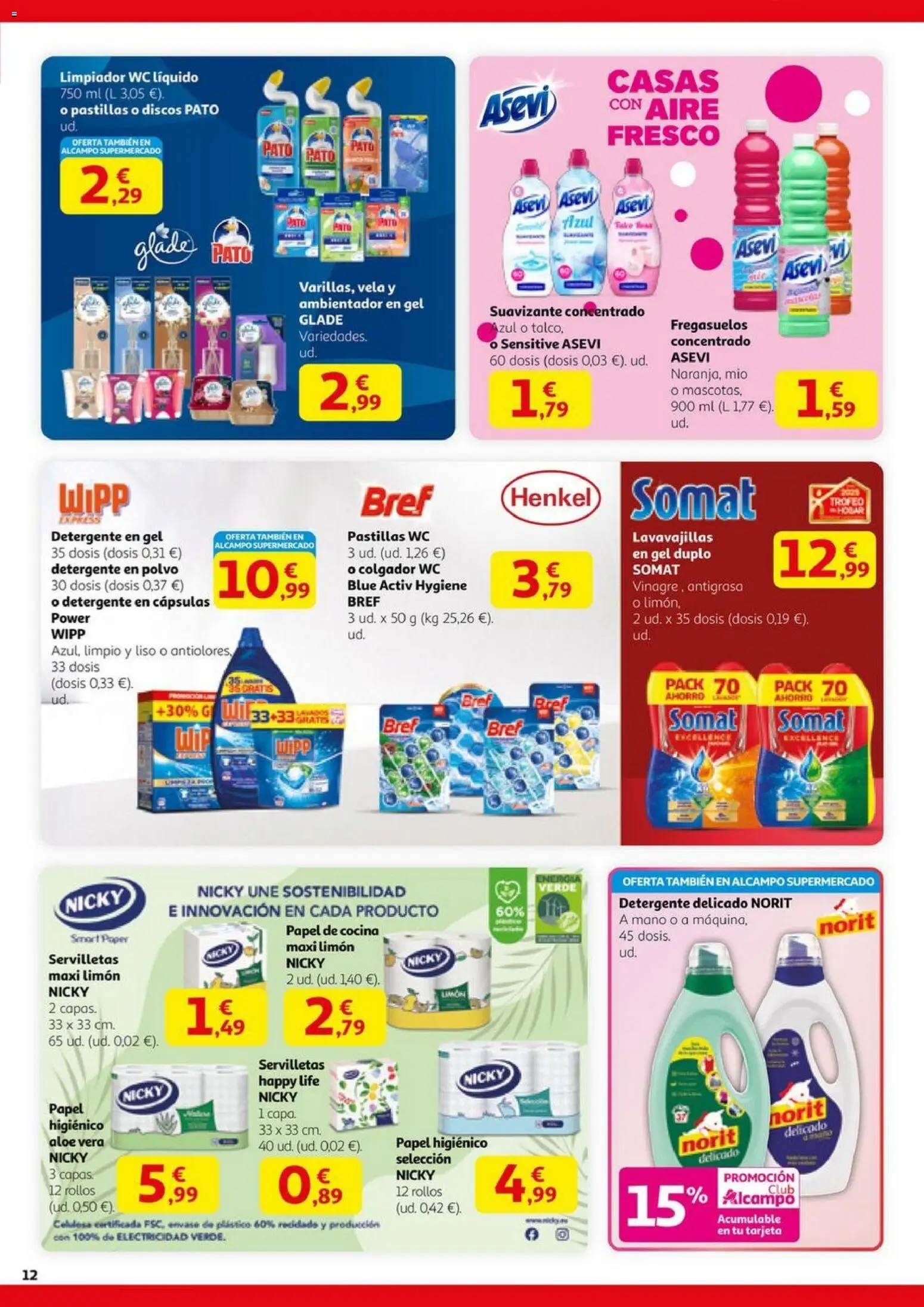 Alcampo - HP Nacional Unificado │ válido desde el 23.10.2025 | Página: 12 | Productos: Detergente, Papel higienico, Cocina, Lavavajillas