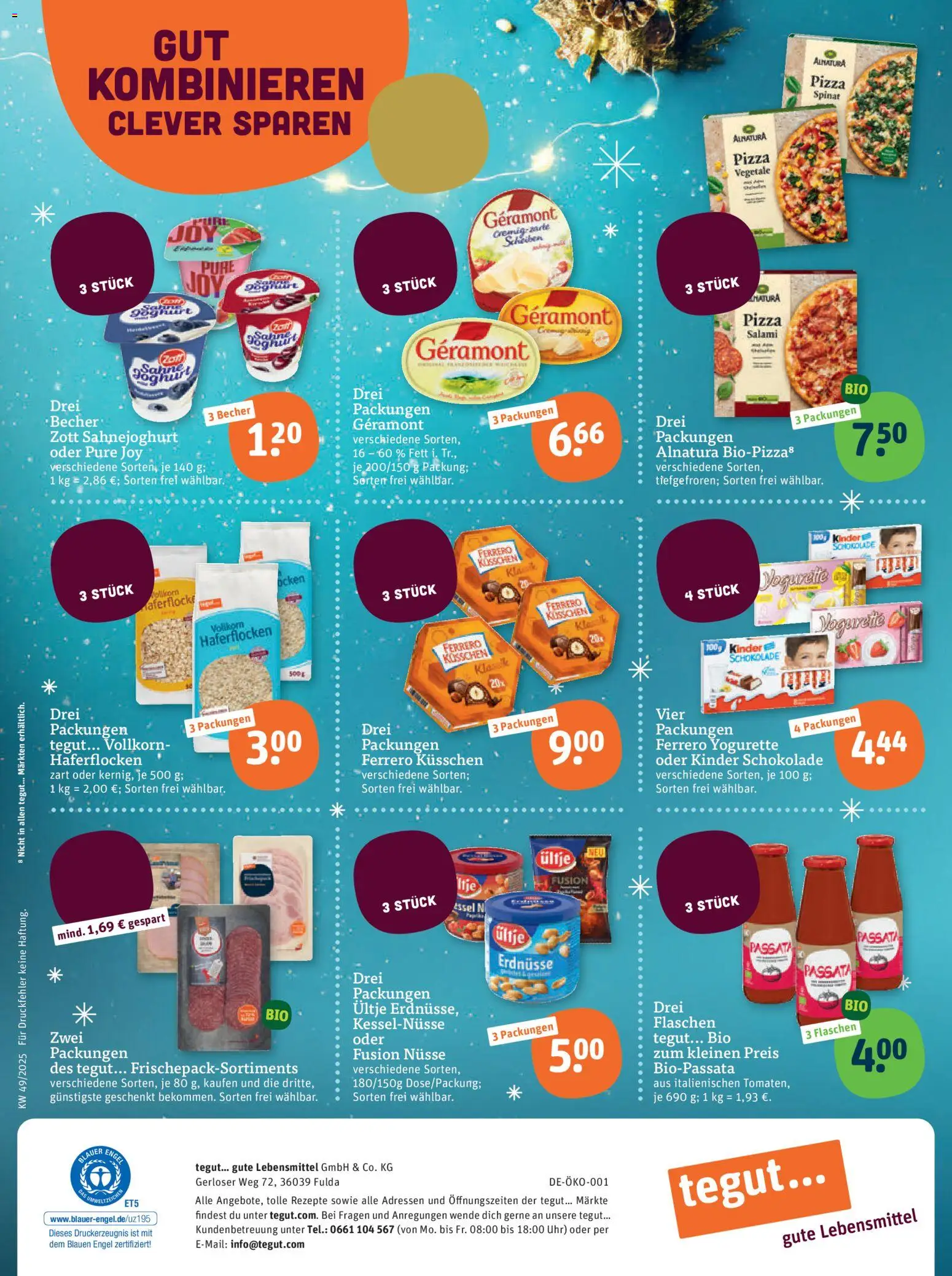 Tegut Prospekt – gültig ab 01.12.2025 | Seite: 32 | Produkte: Geramont, Erdnüsse, Joghurt, Pizza