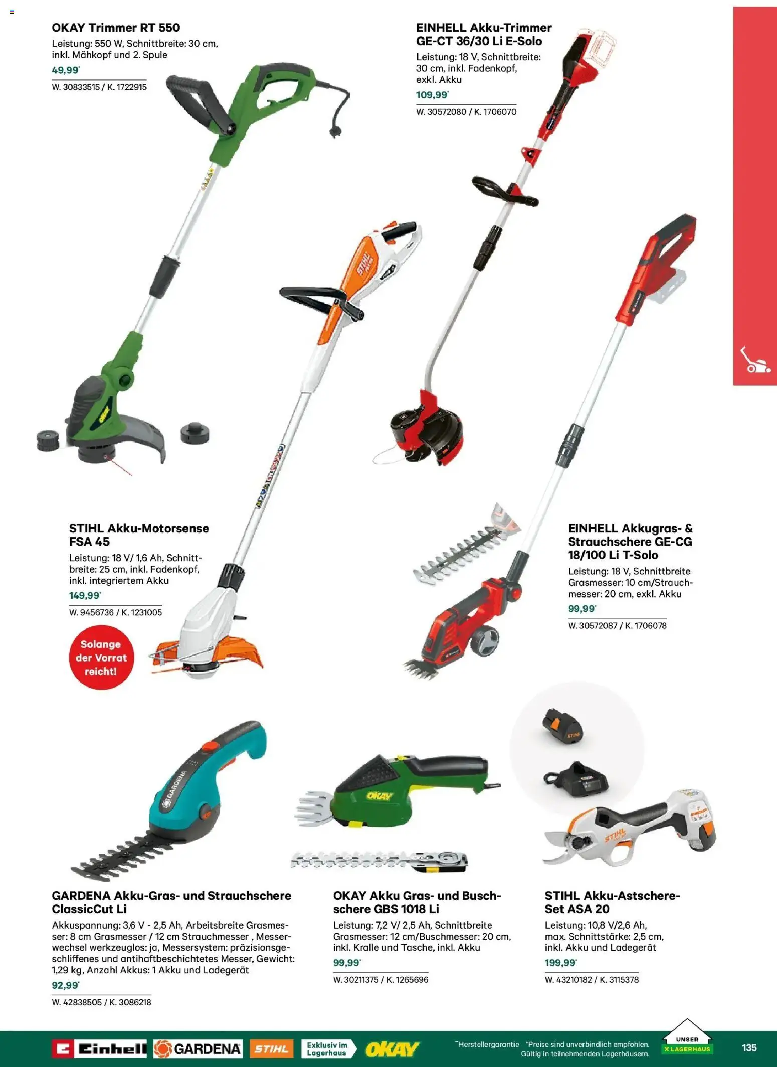 Lagerhaus Garten & Freizeit Katalog 2026 - Wien, Innsbruck gültig ab 01.03.2026 | Seite: 135 | Produkte: Gewicht