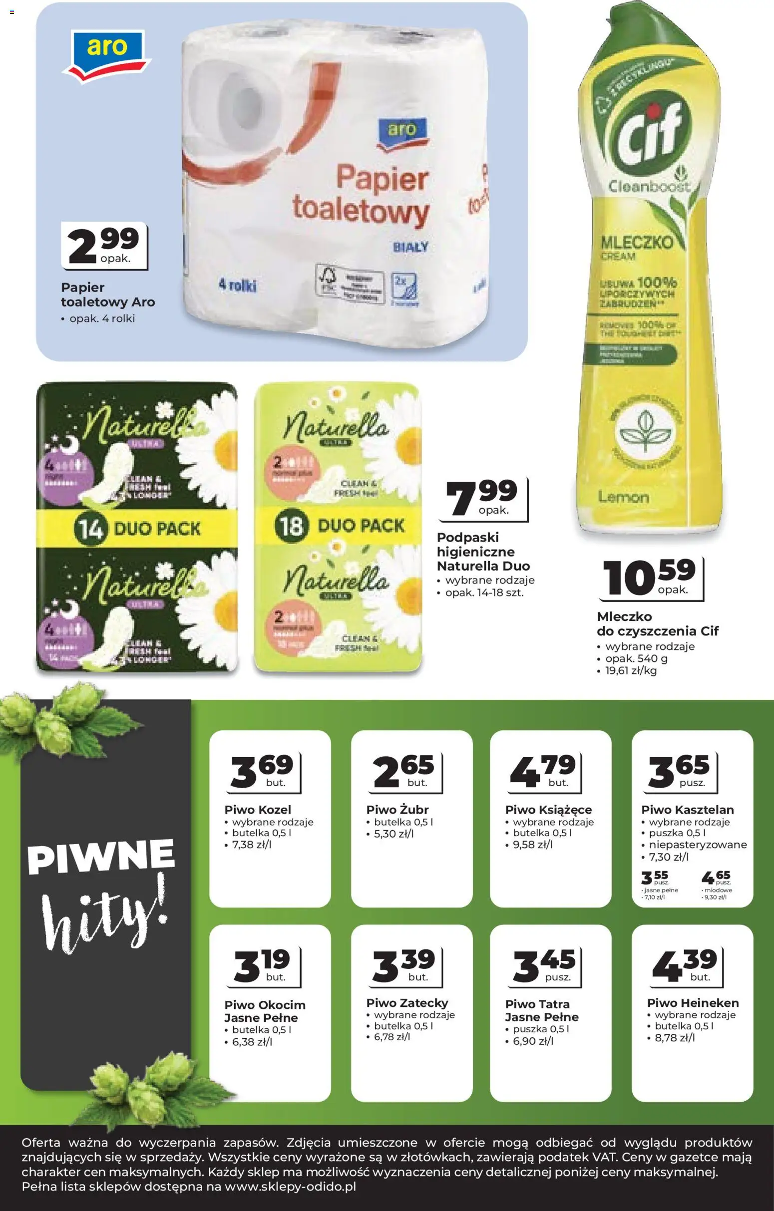 Odido gazetka od 15.04.2026 | Strona: 8 | Produkty: Piwo żubr, Papier toaletowy, Podpaski, Piwo kozel