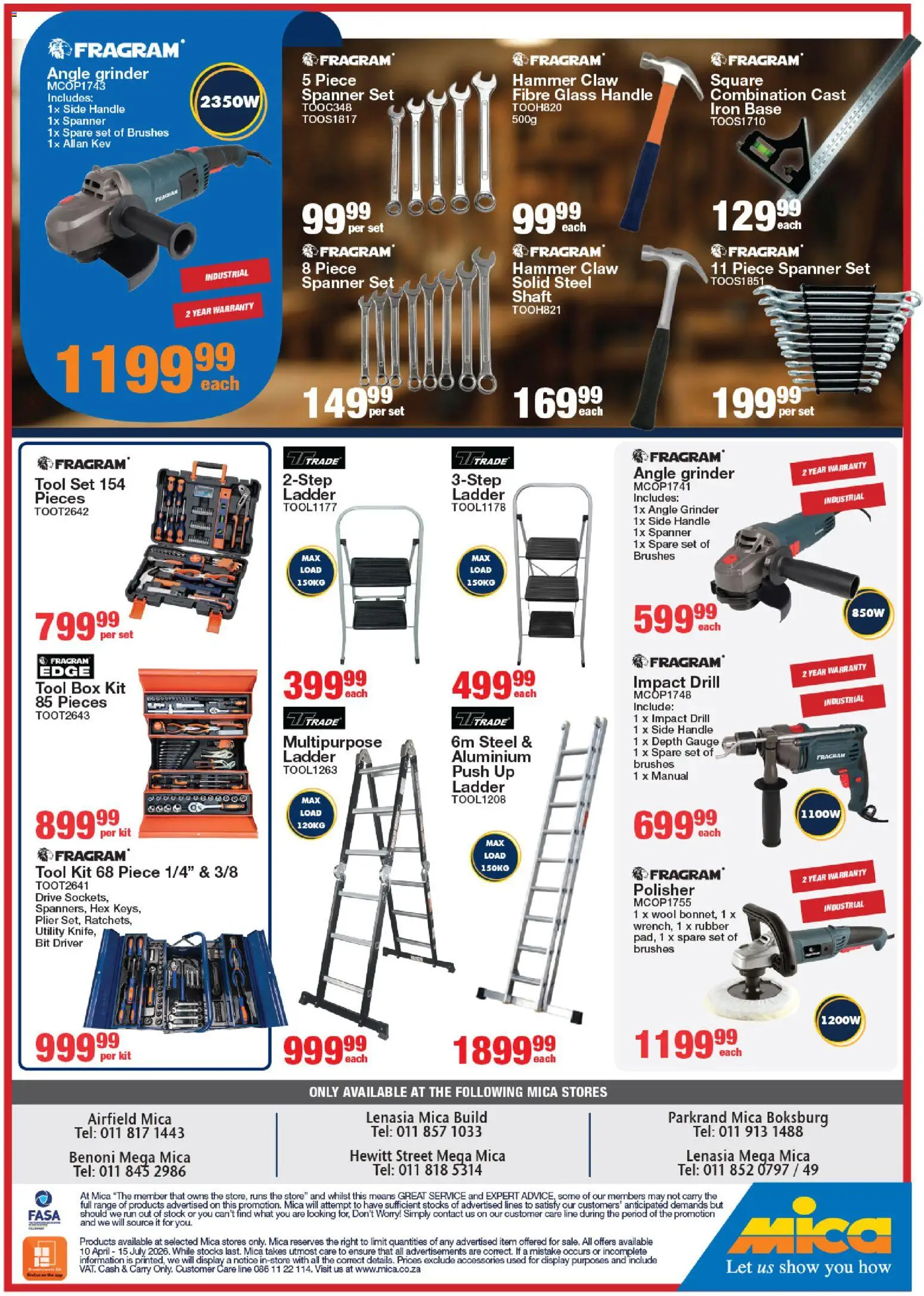 New MICA catalogue – valid from 10.04.2026 | Page: 4 | Products: Iron, Grinder, Angle grinder, Stock