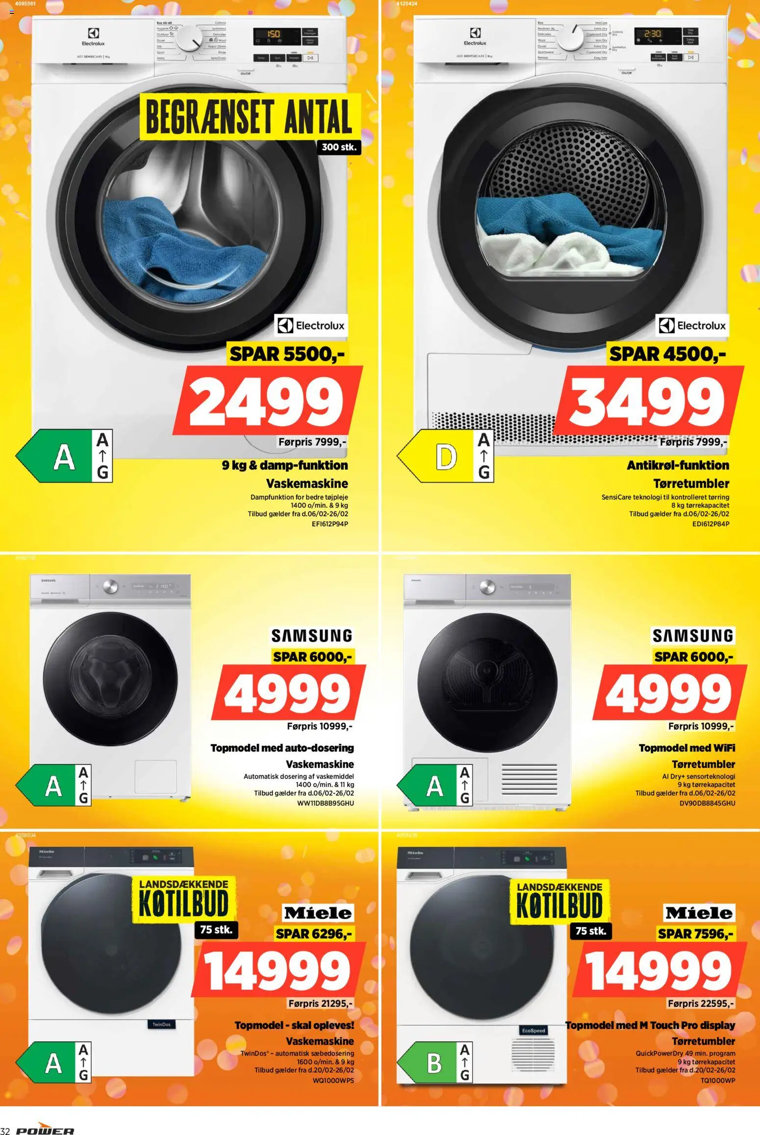 Power tilbudsavis – gyldig fra 20.02.2026 | Side: 32 | Produkter: Vaskemaskine, Tørretumbler