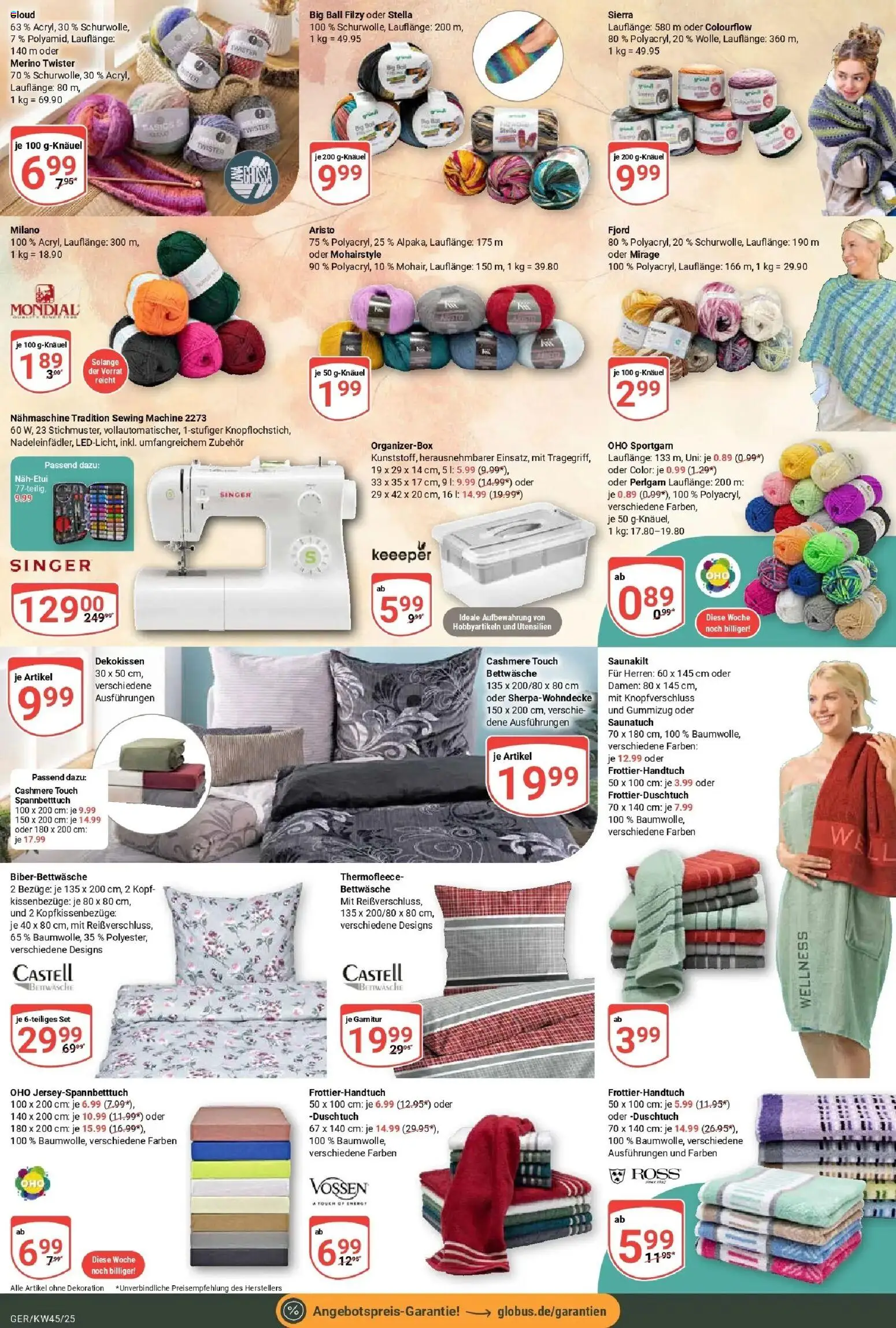 Globus prospekt Gera	 – gültig ab 02.11.2025 | Seite: 29 | Produkte: Nähmaschine, Bettwäsche