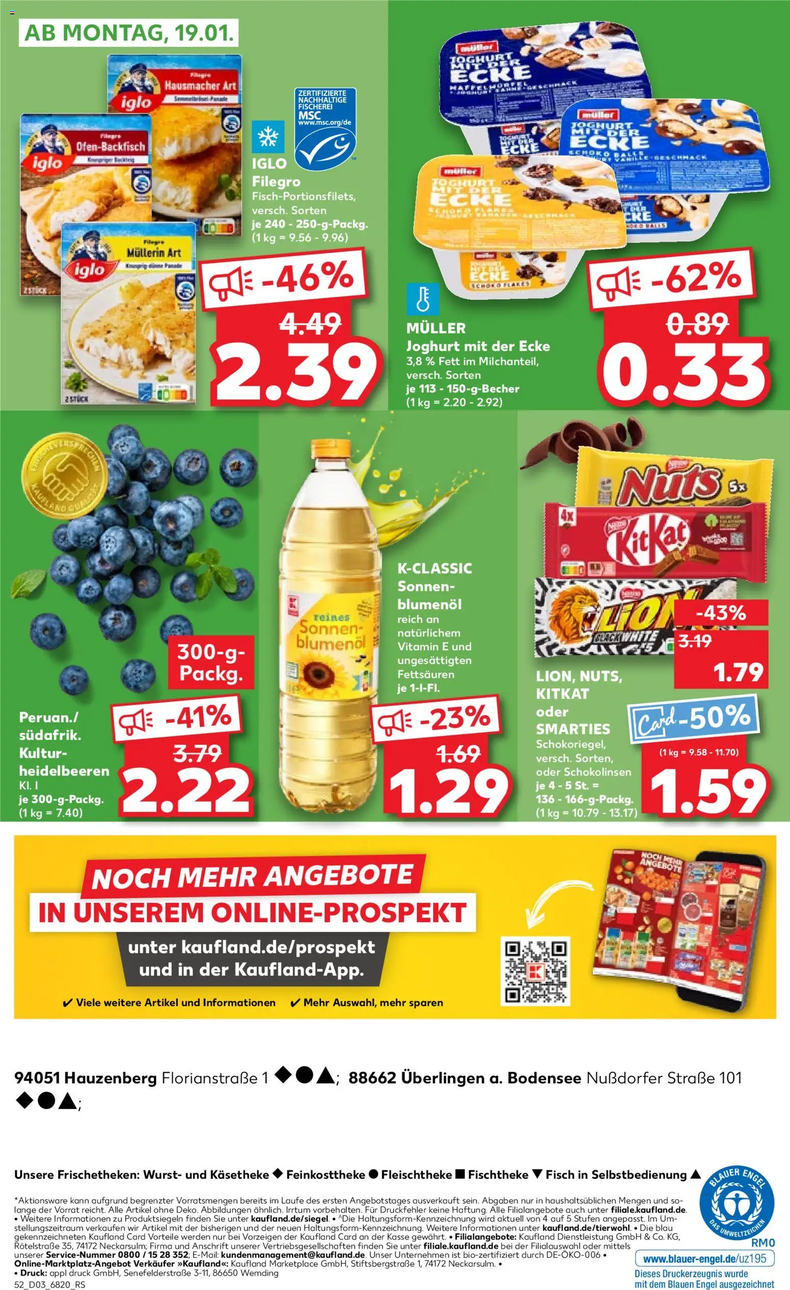 Kaufland Prospekt 	 – gültig ab 15.01.2026 | Seite: 52 | Produkte: Joghurt, Sonnenblumenol, Smarties, Heidelbeeren