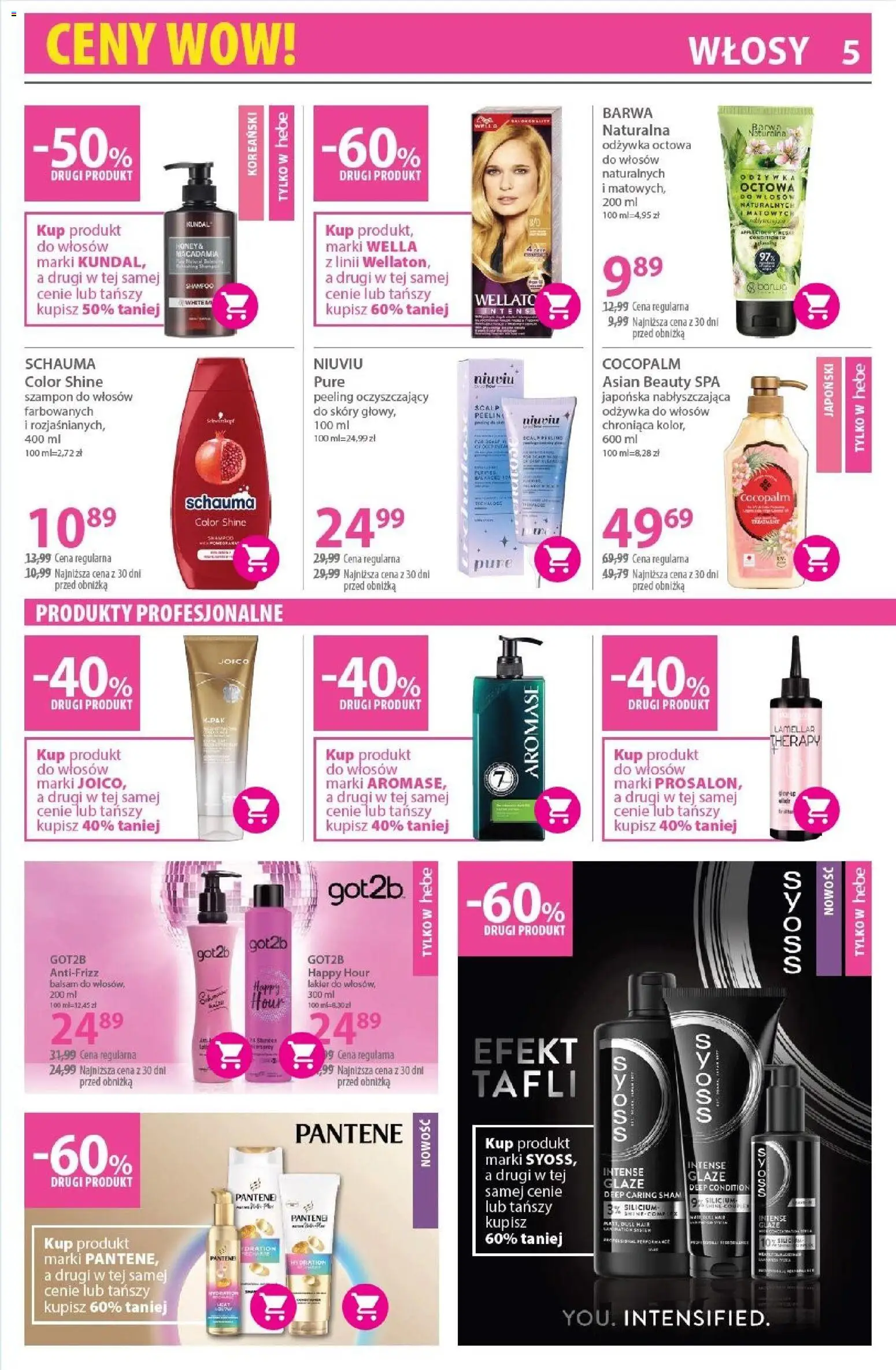 Hebe Gazetka od 16.01.2026 | Strona: 5 | Produkty: Szampon, Odżywka, Odżywka do włosów, Peeling