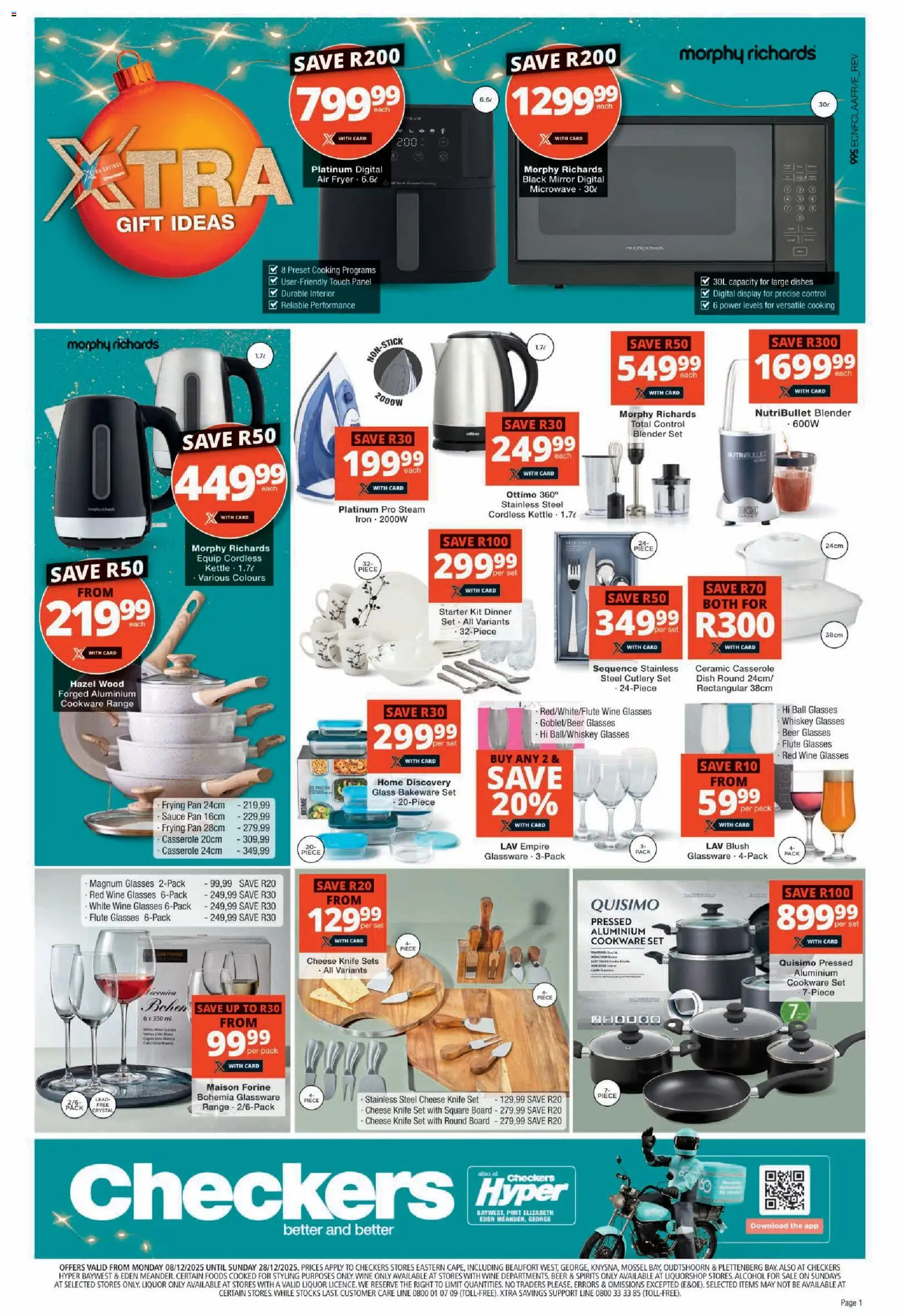 New Checkers catalogue – valid from 08.12.2025 | Page: 13 | Products: Glasses, Wine, Beer, Cookware