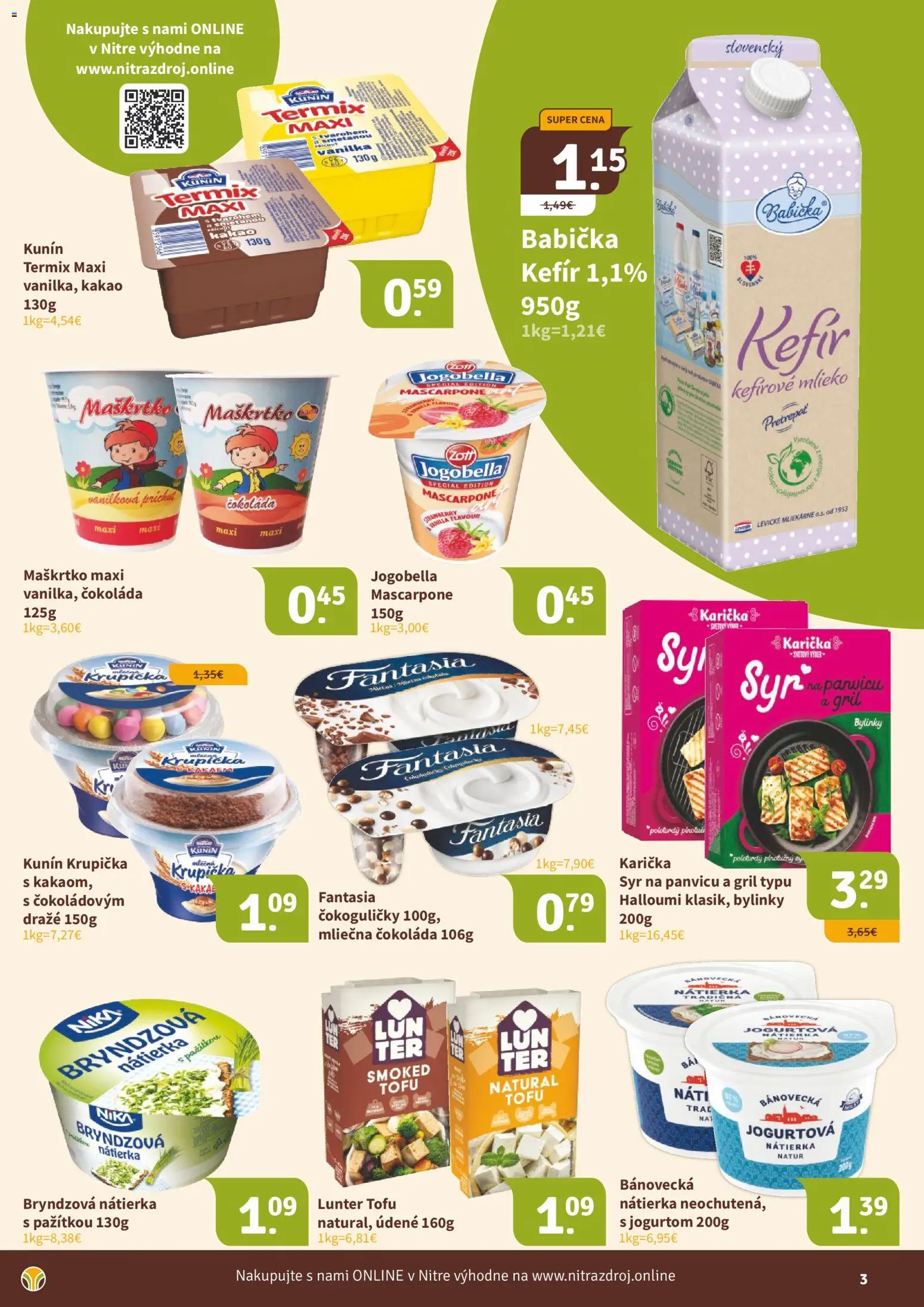 Nové Nitrazdroj akcie – leták je platný od 23.01.2026 | Strana: 3 | Produkty: Gril, Syr, Tofu