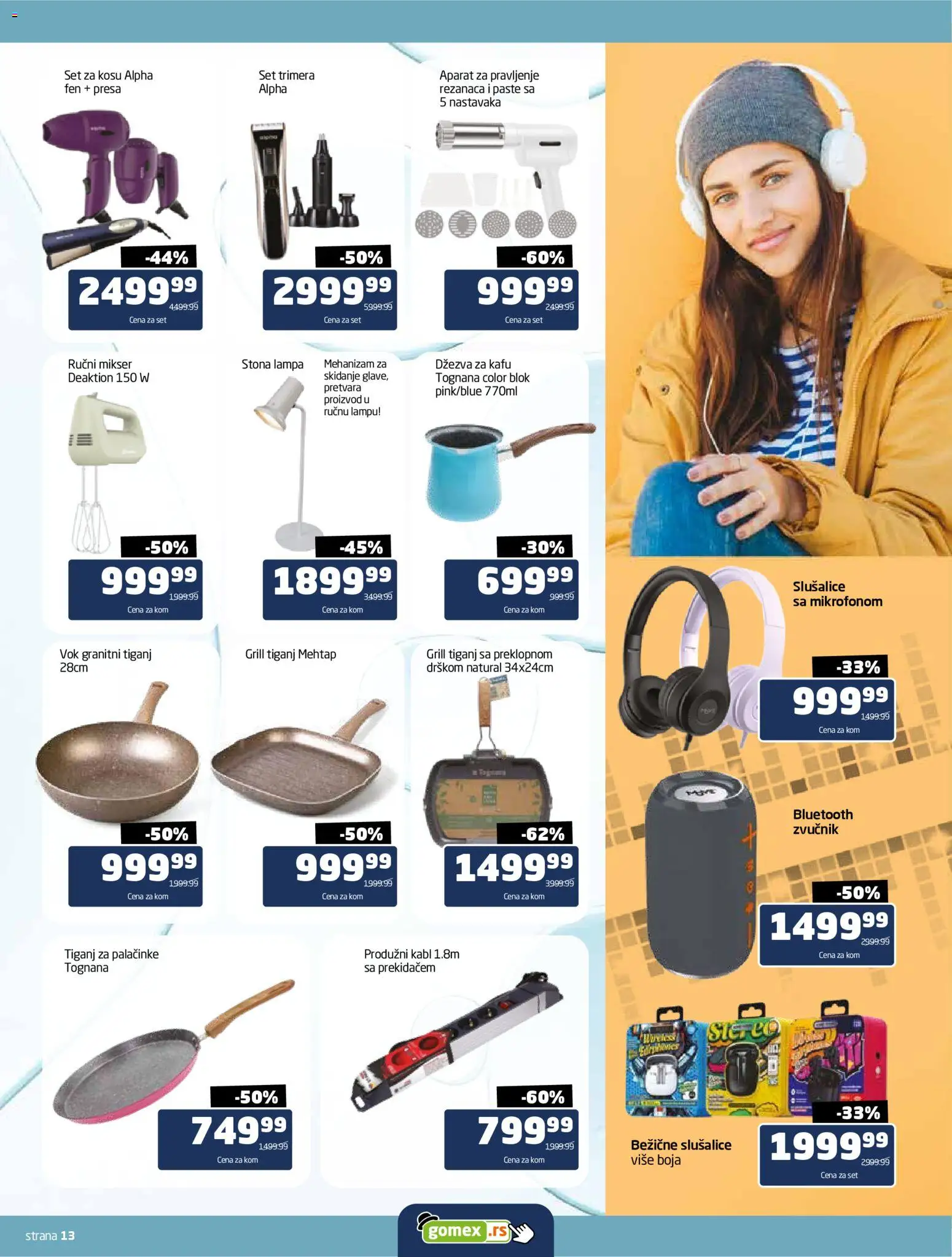 Gomex katalog - važi od 27.04.2026 | Strana: 13 | Proizvode: Fen, Džezva, Produžni kabl, Palačinke