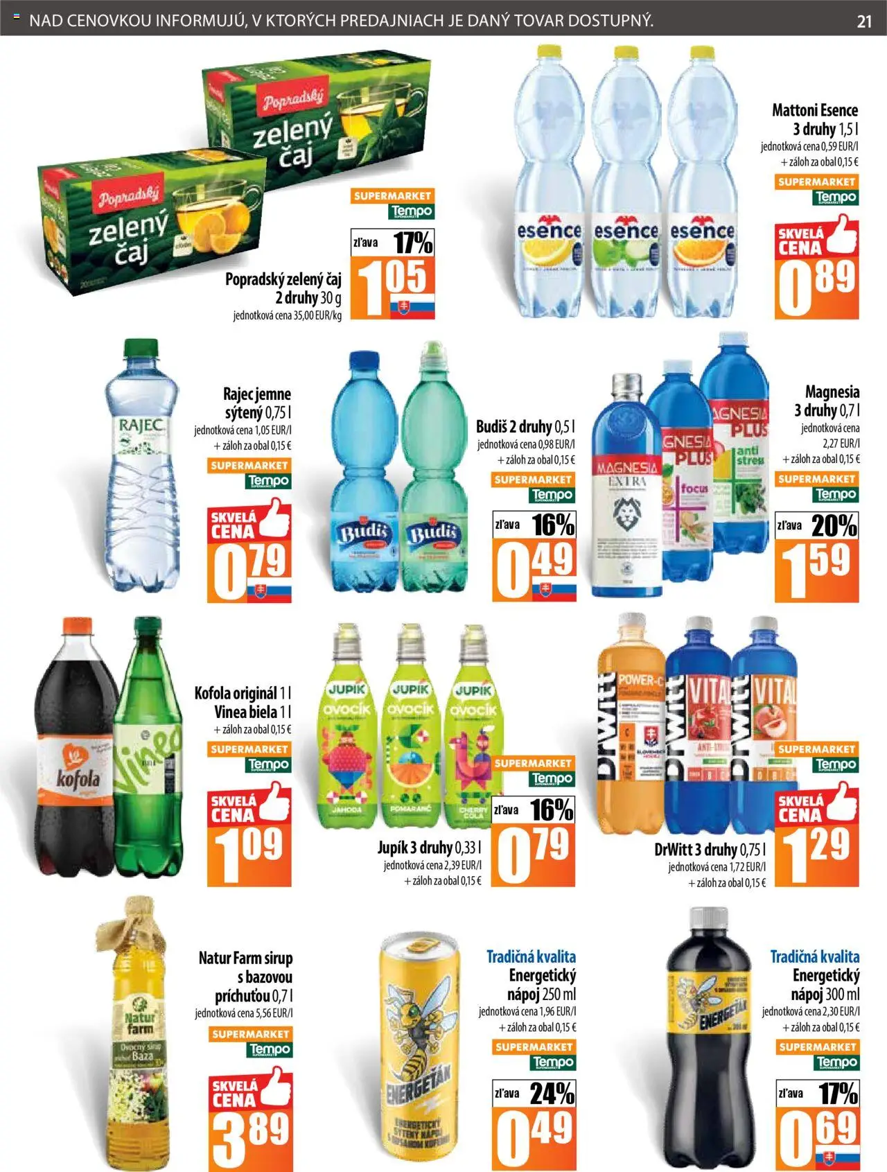 COOP Jednota leták │ platný od 07.08.2025 | Strana: 21 | Produkty: Čaj, Rajec, Budiš, Vinea