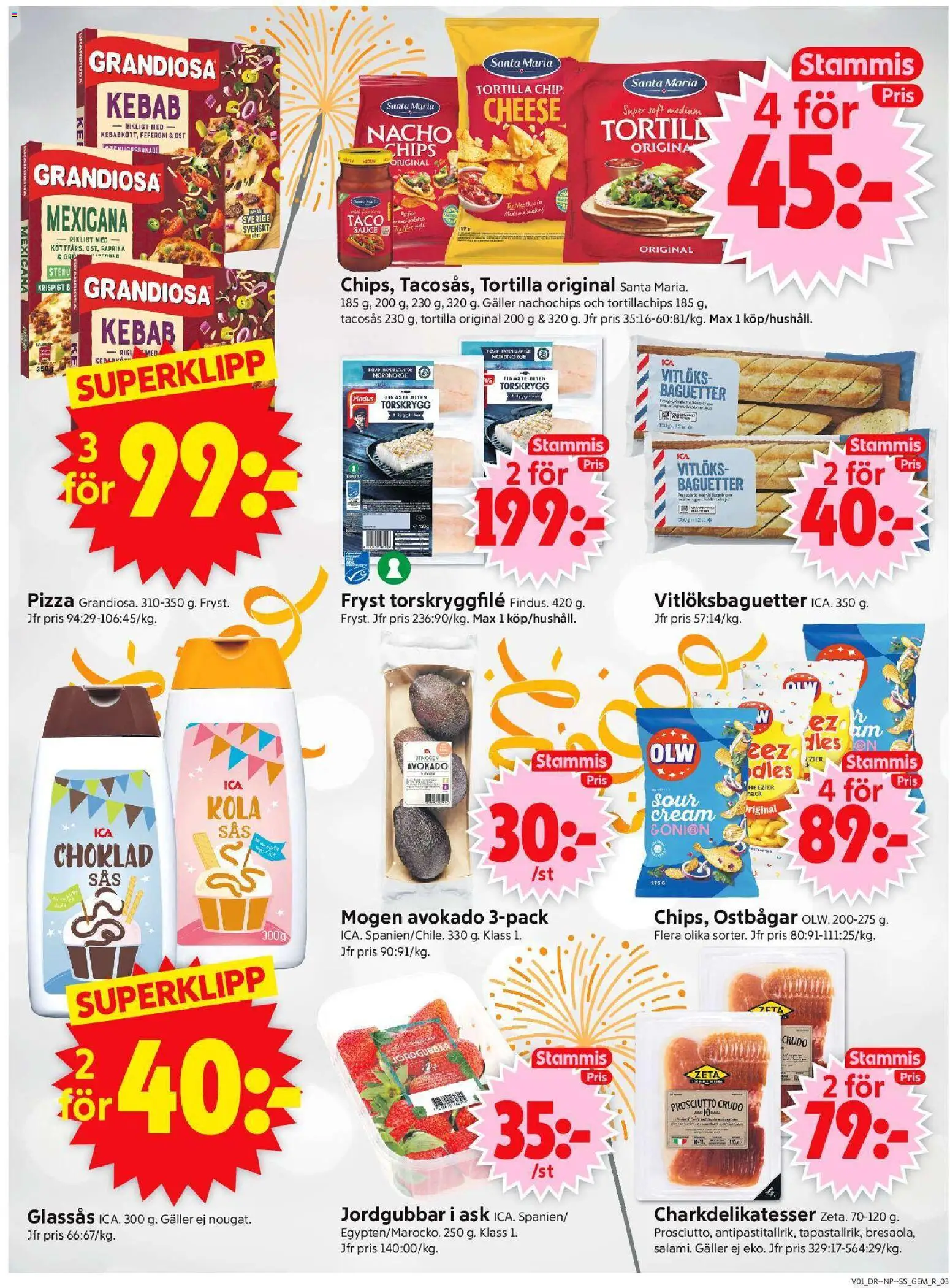 ICA Supermarket reklamblad aktuell från 30.12.2025 | Sida: 3 | Produkter: Tortilla, Tacosås, Tortillachips, Choklad
