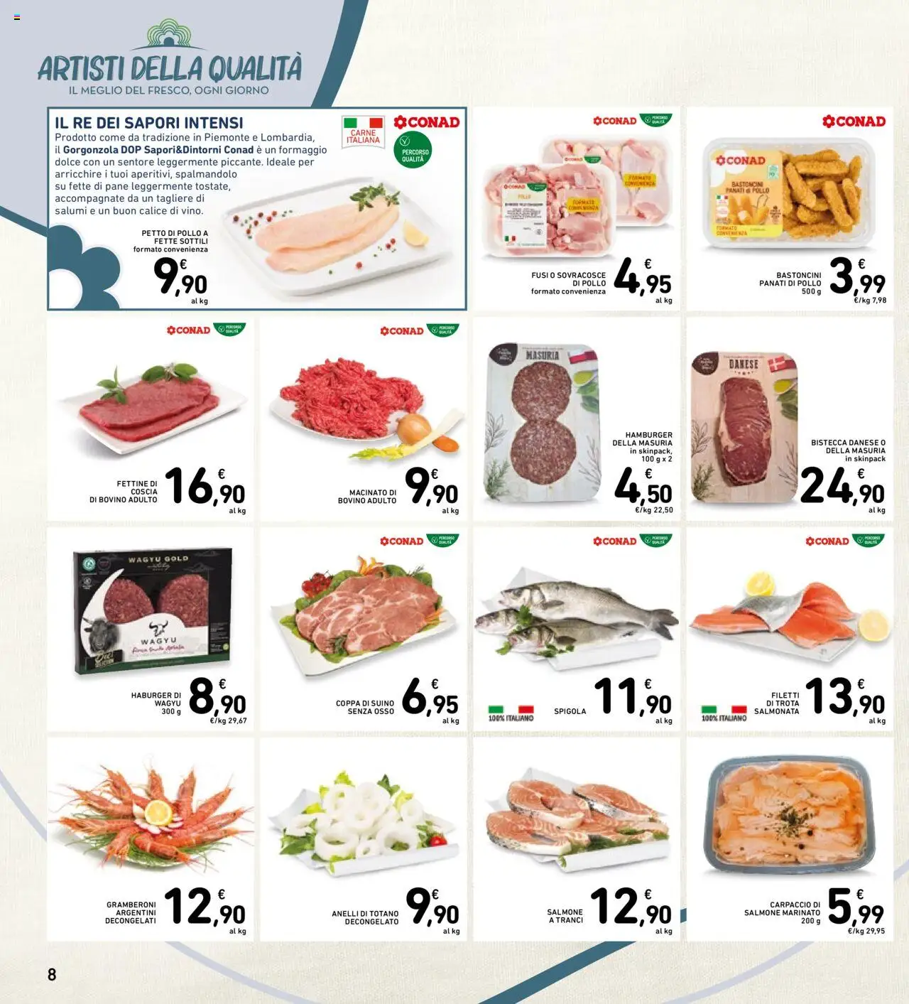 Volantino Spazio Conad del 10.10.2025 | Pagina: 8 | Prodotti: Calice, Suino, Formaggio, Hamburger