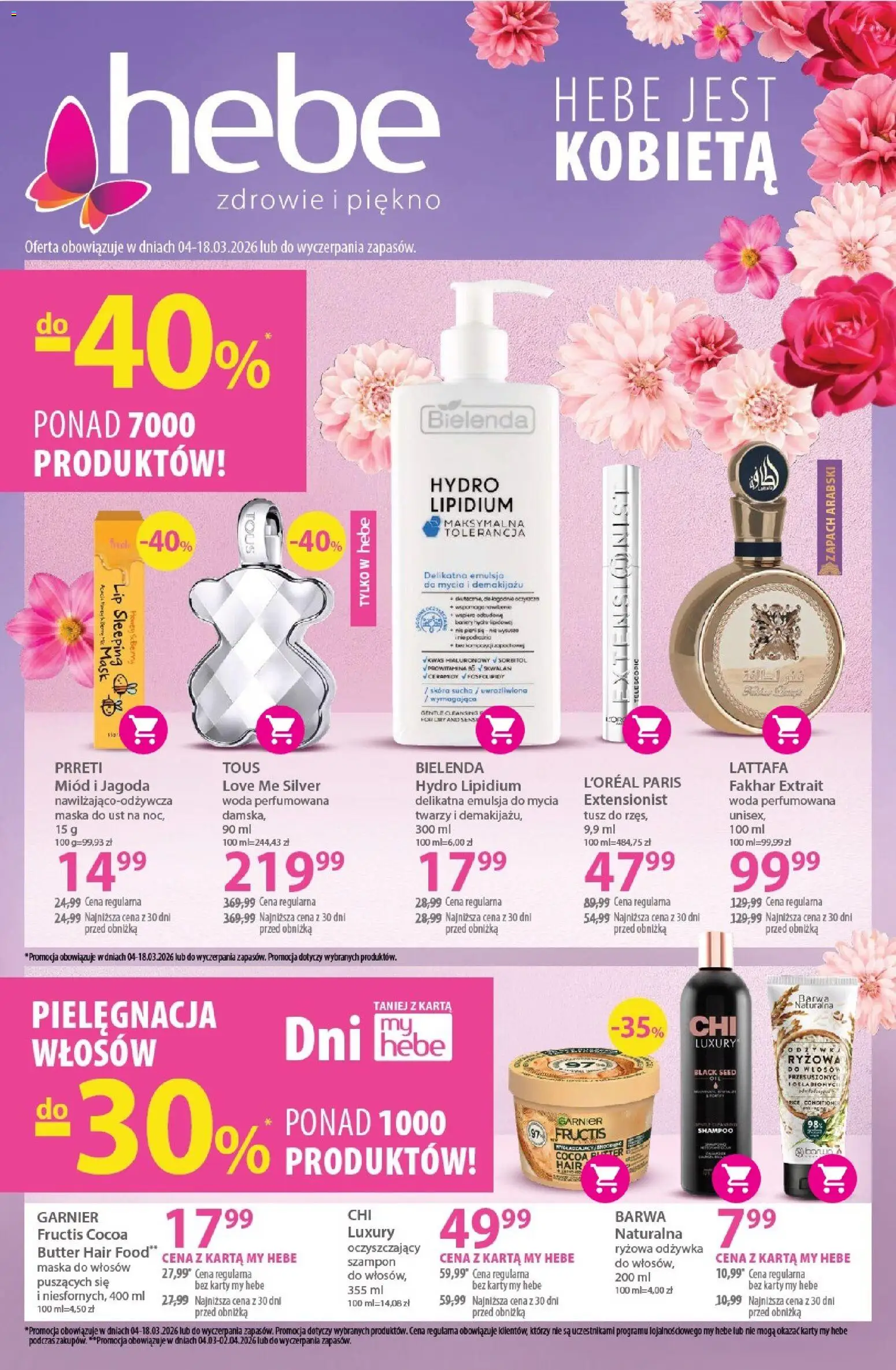 Hebe gazetka od 04.03.2026 | Strona: 1 | Produkty: Miód, Zapach, Odżywka, Maska do włosów