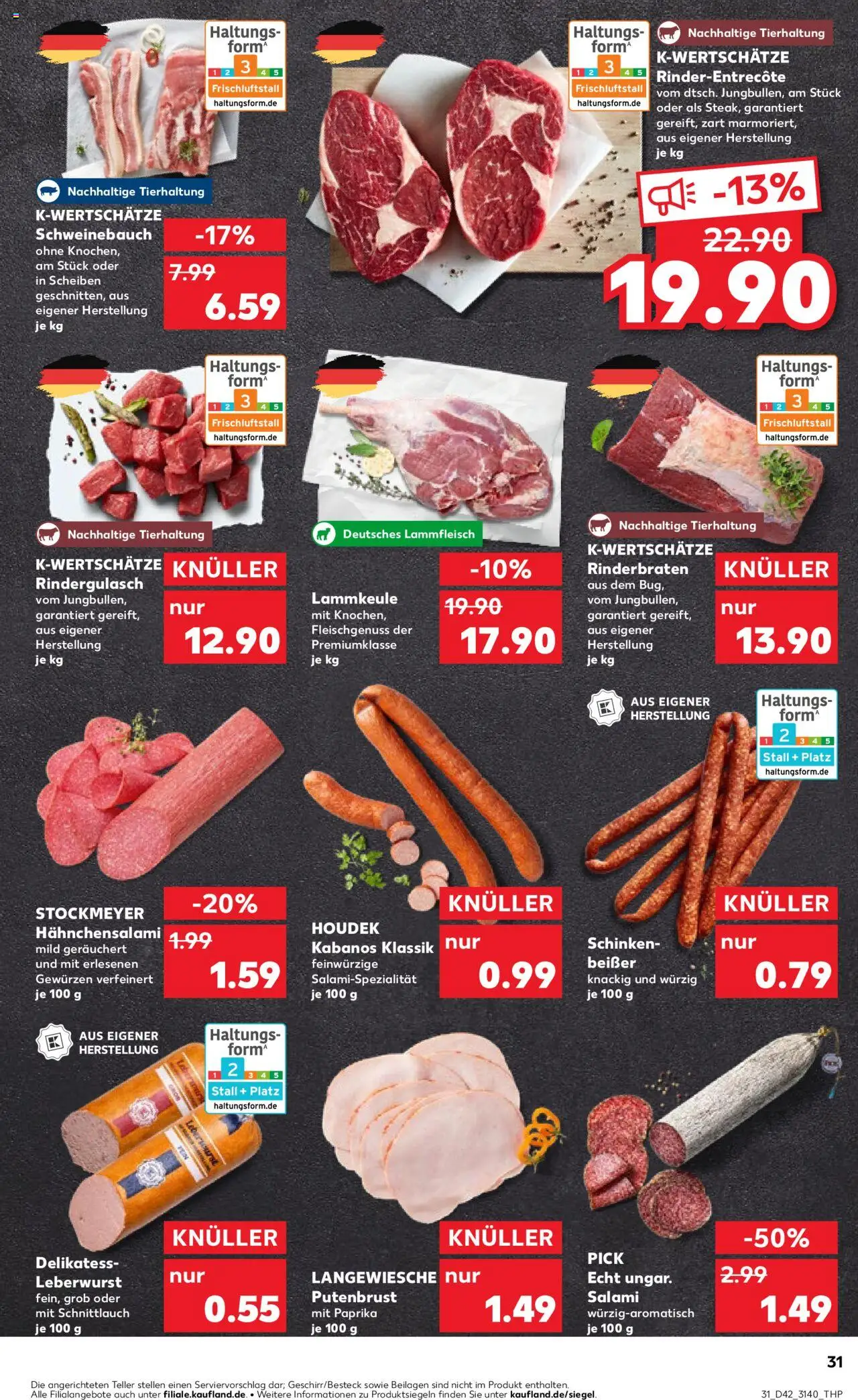 Kaufland prospekt Leipzig	 – gültig ab 16.10.2025 | Seite: 31 | Produkte: Lammkeule, Rindergulasch, Schweinebauch, Schinken