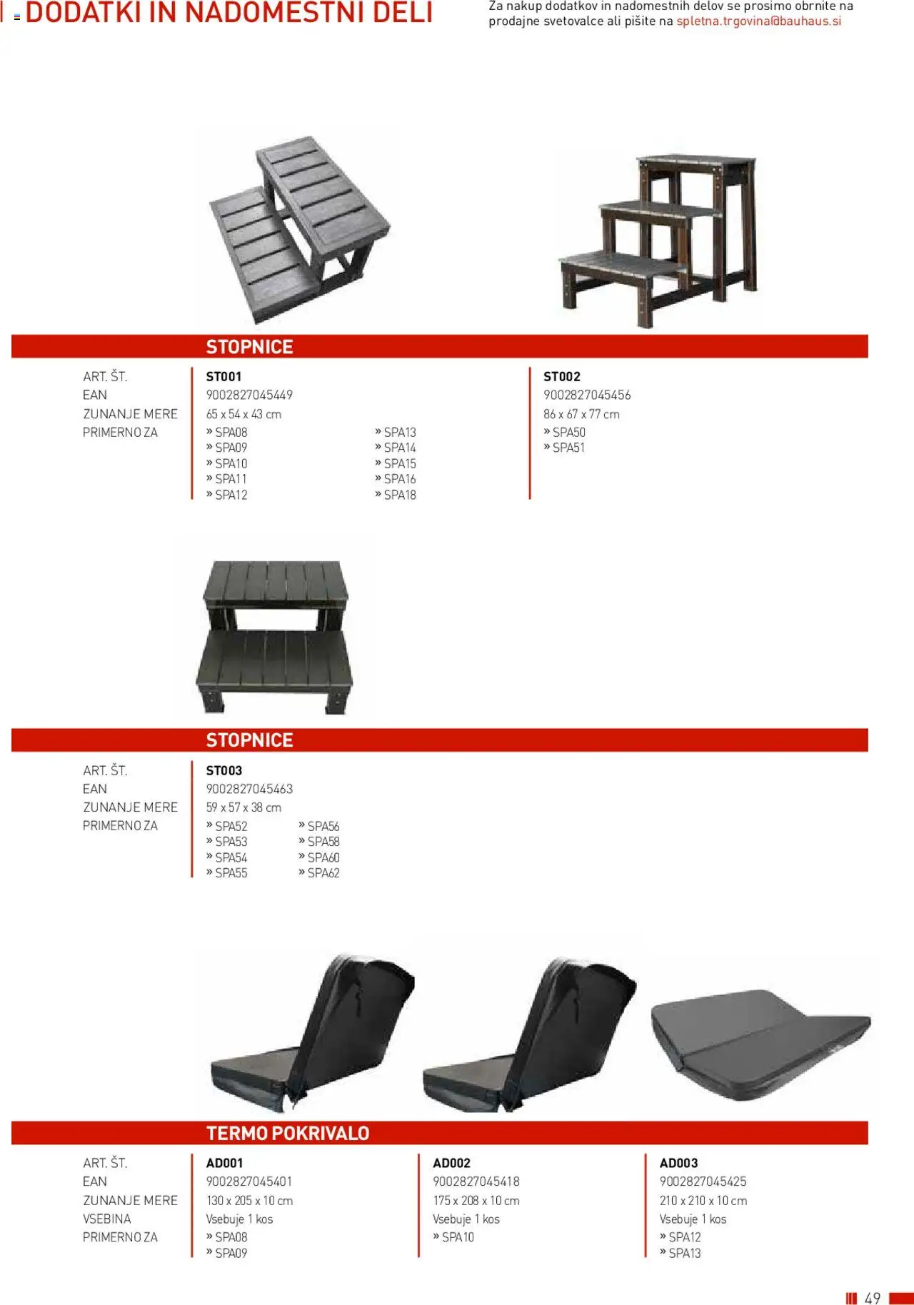 Bauhaus katalog wellness │ velja od 01.01.2025 | Stran: 49 | Izdelki: Kos, Stopnice