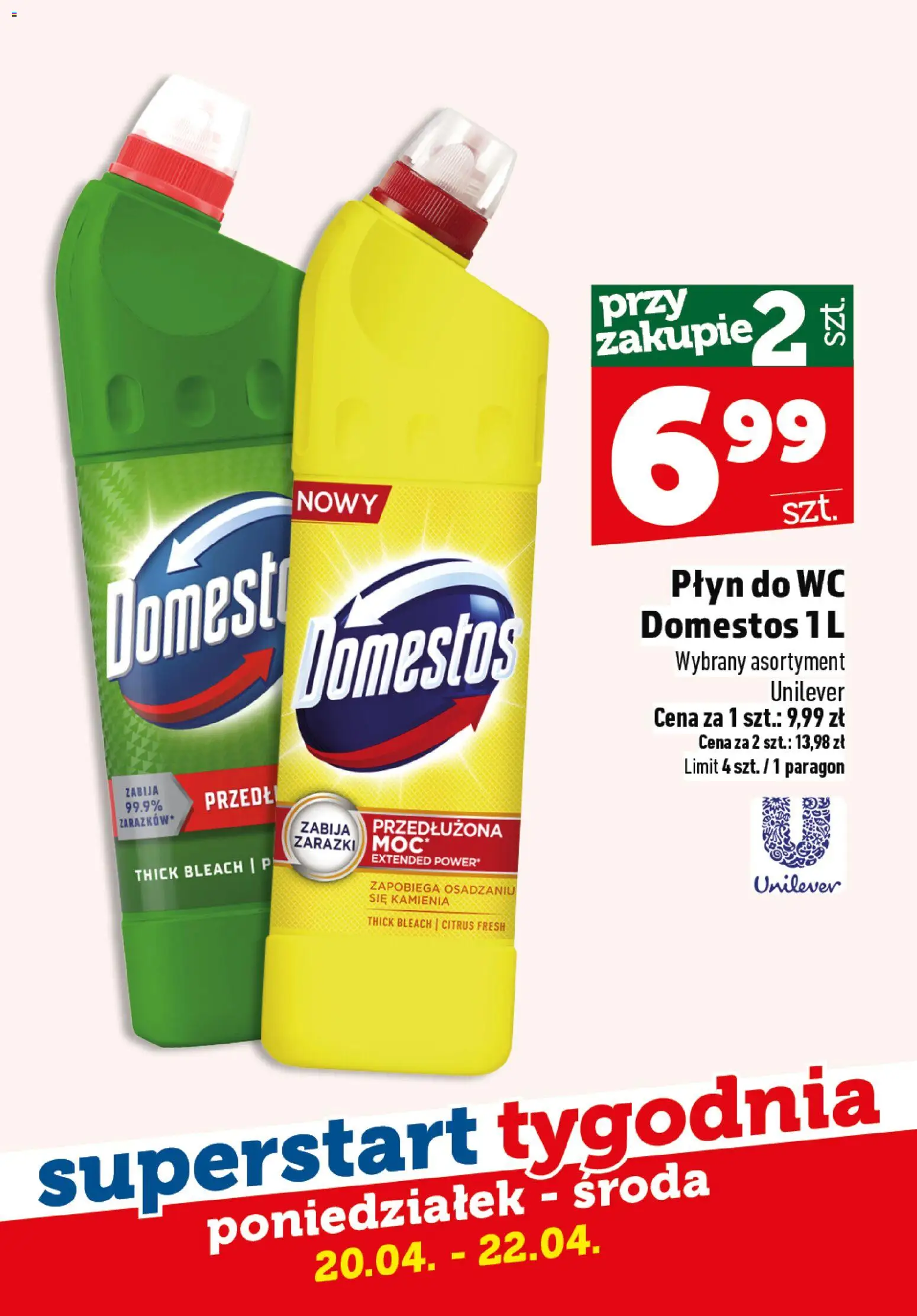 Topaz gazetka - Superstart tygodnia od 20.04.2026 | Strona: 7 | Produkty: Domestos, Płyn do WC Domestos
