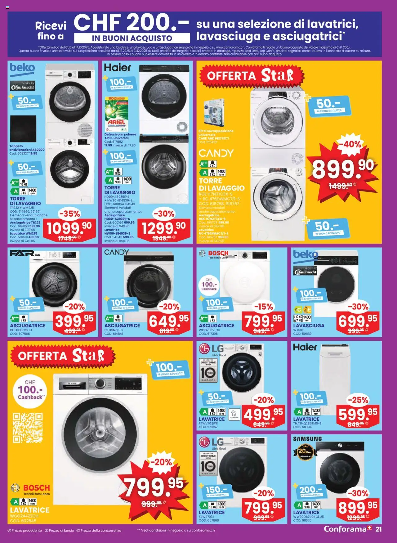 Conforama Aktionen IT – gültig ab 01.10.2025 | Seite: 21 | Produkte: Top, Samsung, Bosch, LG