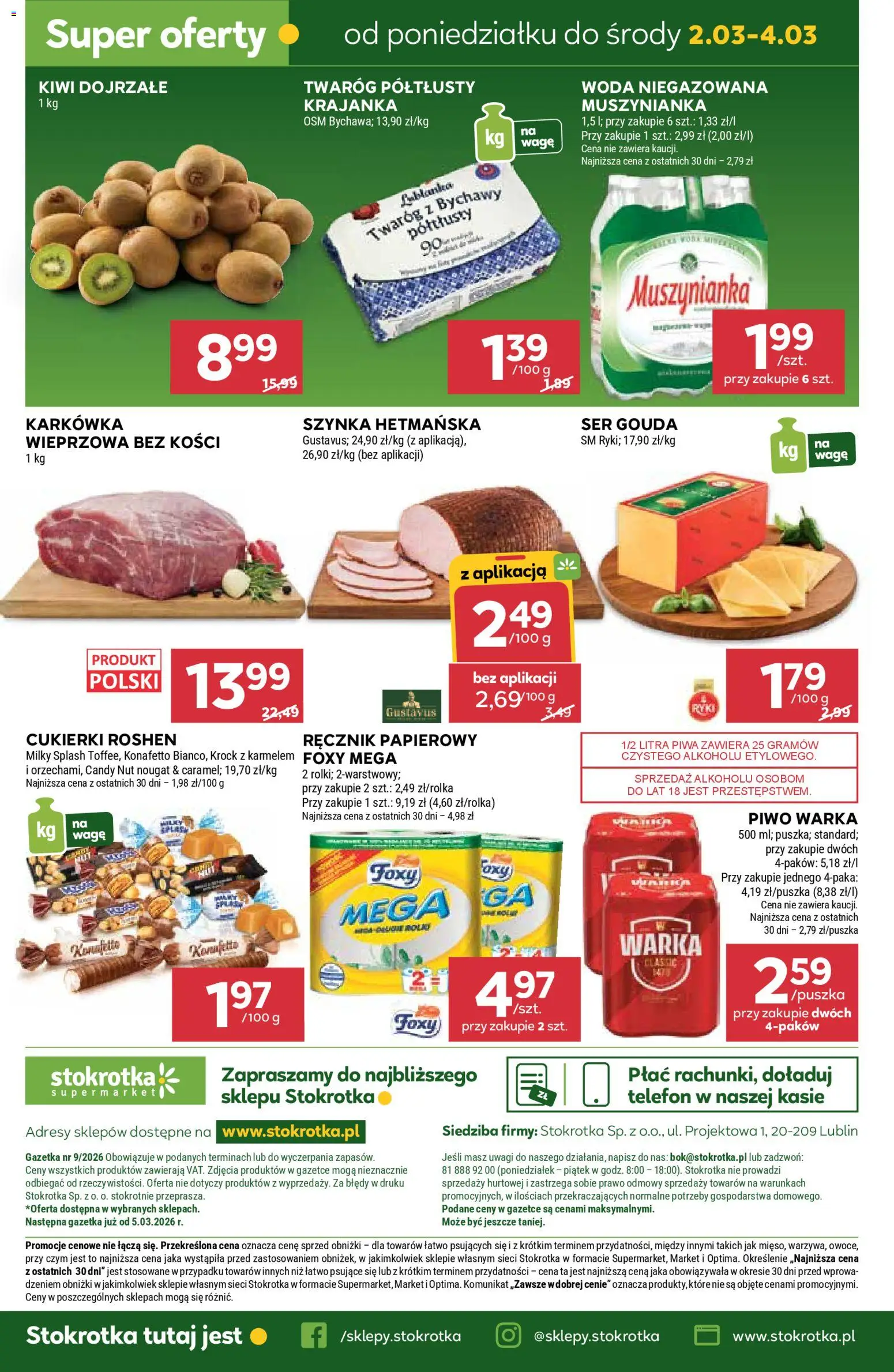 Stokrotka Gazetka od 26.02.2026 | Strona: 50 | Produkty: Woda niegazowana, Kiwi, Twaróg, Ręcznik papierowy