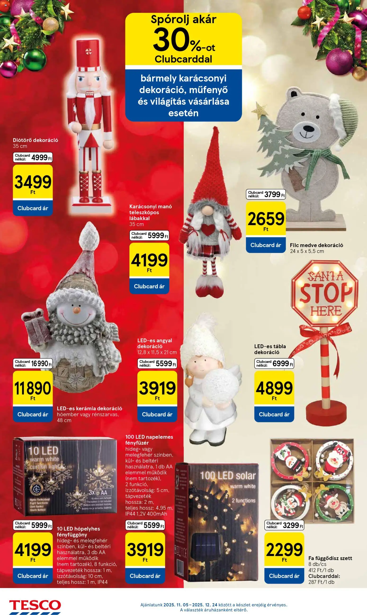 Tesco akciós ujság - amely érvényes a következő dátumtól: 20.11.2025 | Oldal: 32 | Termékek: Fényfüzér, Dekoráció