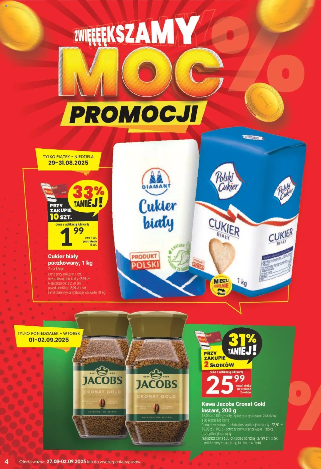 Twój Market Gazetka od 27.08.2025 | Strona: 4 | Produkty: Karta, Kawa jacobs, Kawa, Cukier