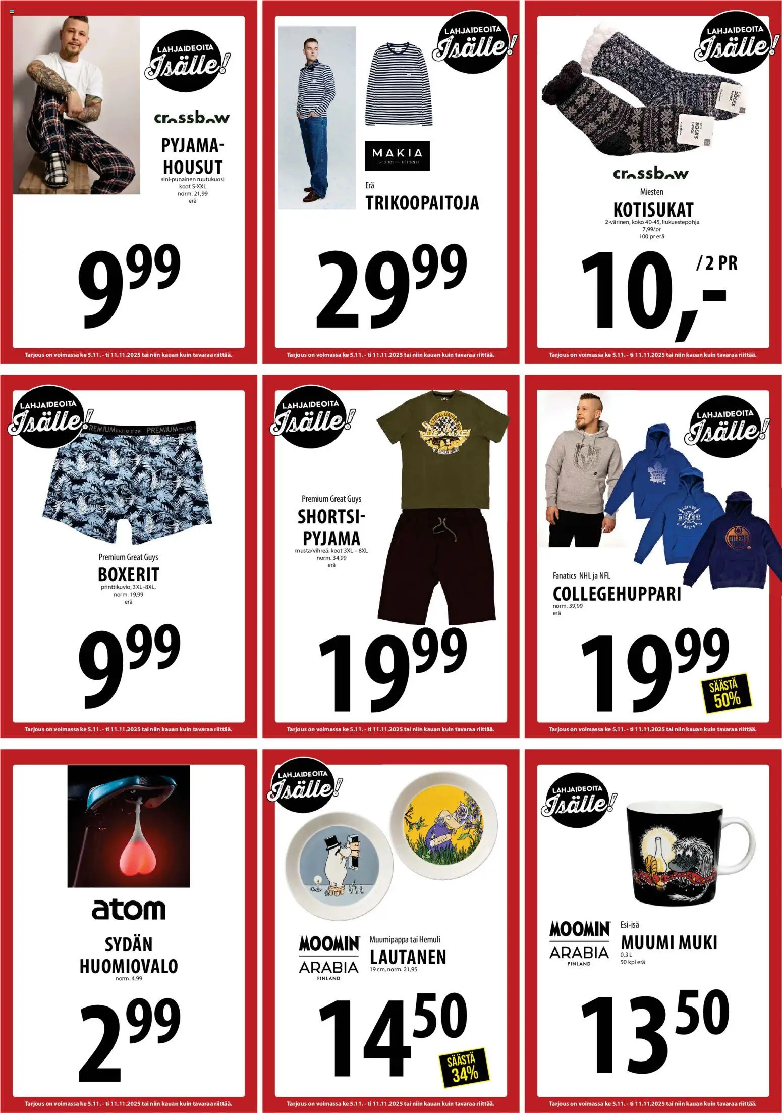 Tuuri tarjoukset – voimassa 05.11.2025 alkaen | Sivu: 13 | Tuotteet: Muki, Housut, Pyjama, Lautanen