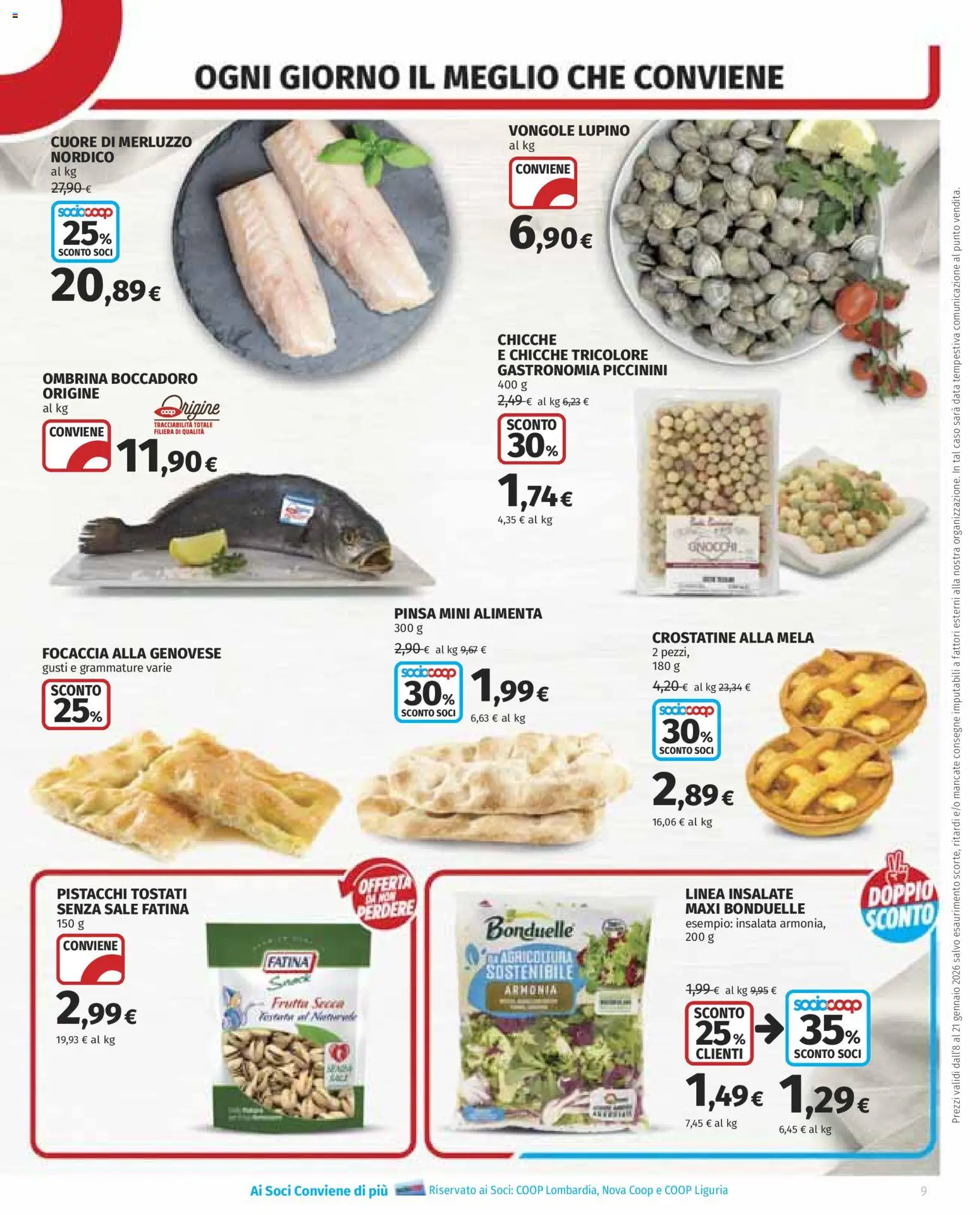Volantino COOP del 08.01.2026 | Pagina: 9 | Prodotti: Merluzzo, Focaccia, Data, Gnocchi
