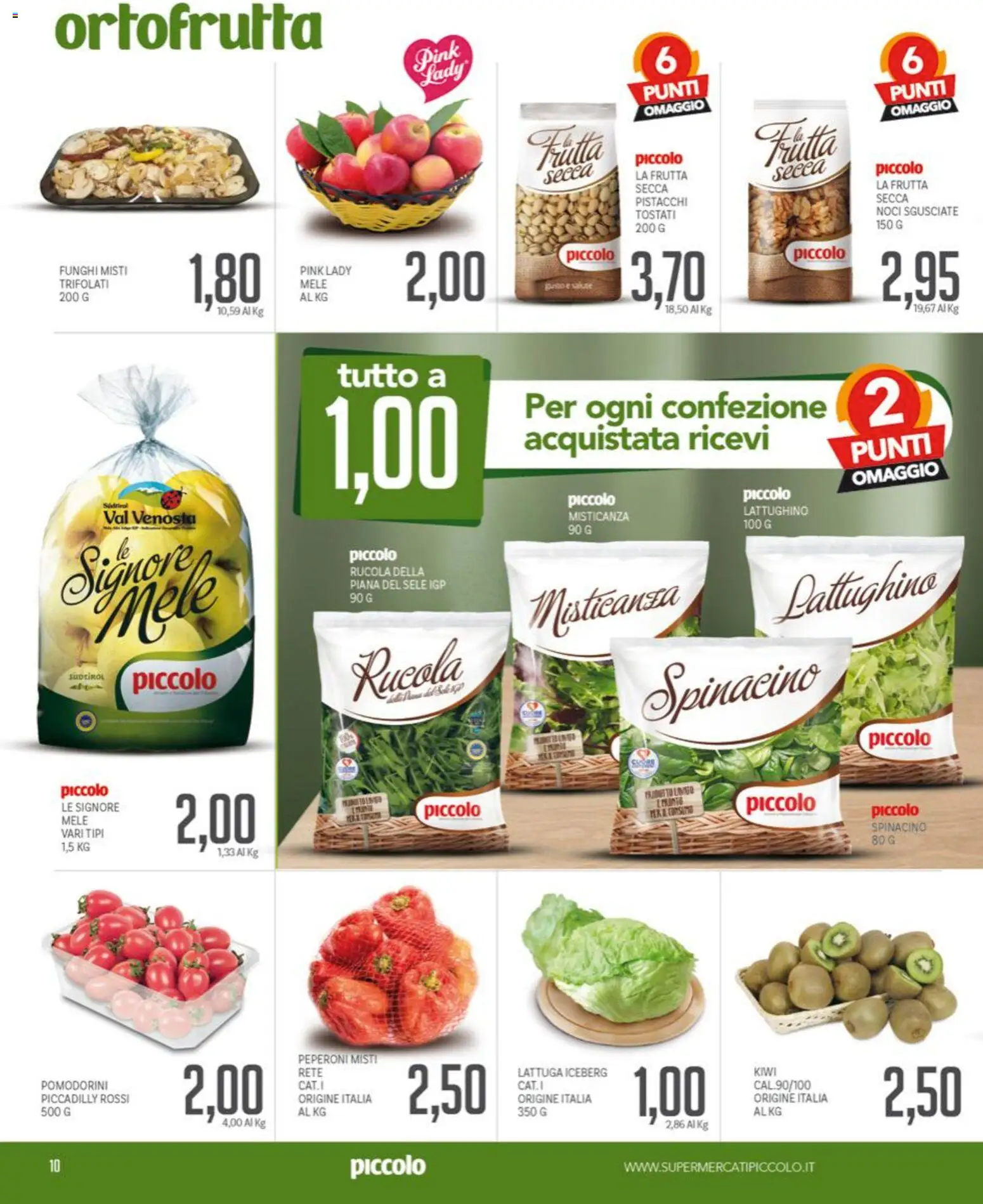 Volantino Piccolo del 07.04.2026 | Pagina: 10 | Prodotti: Pomodorini, Misticanza, Pesto, Pistacchi