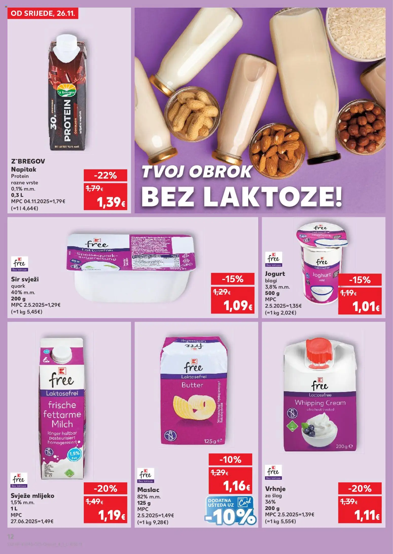 Kaufland katalog | vrijedi od 26.11.2025 | Stranica: 12 | Proizvodi: Mlijeko, Jogurt, Čokolada, Šlag