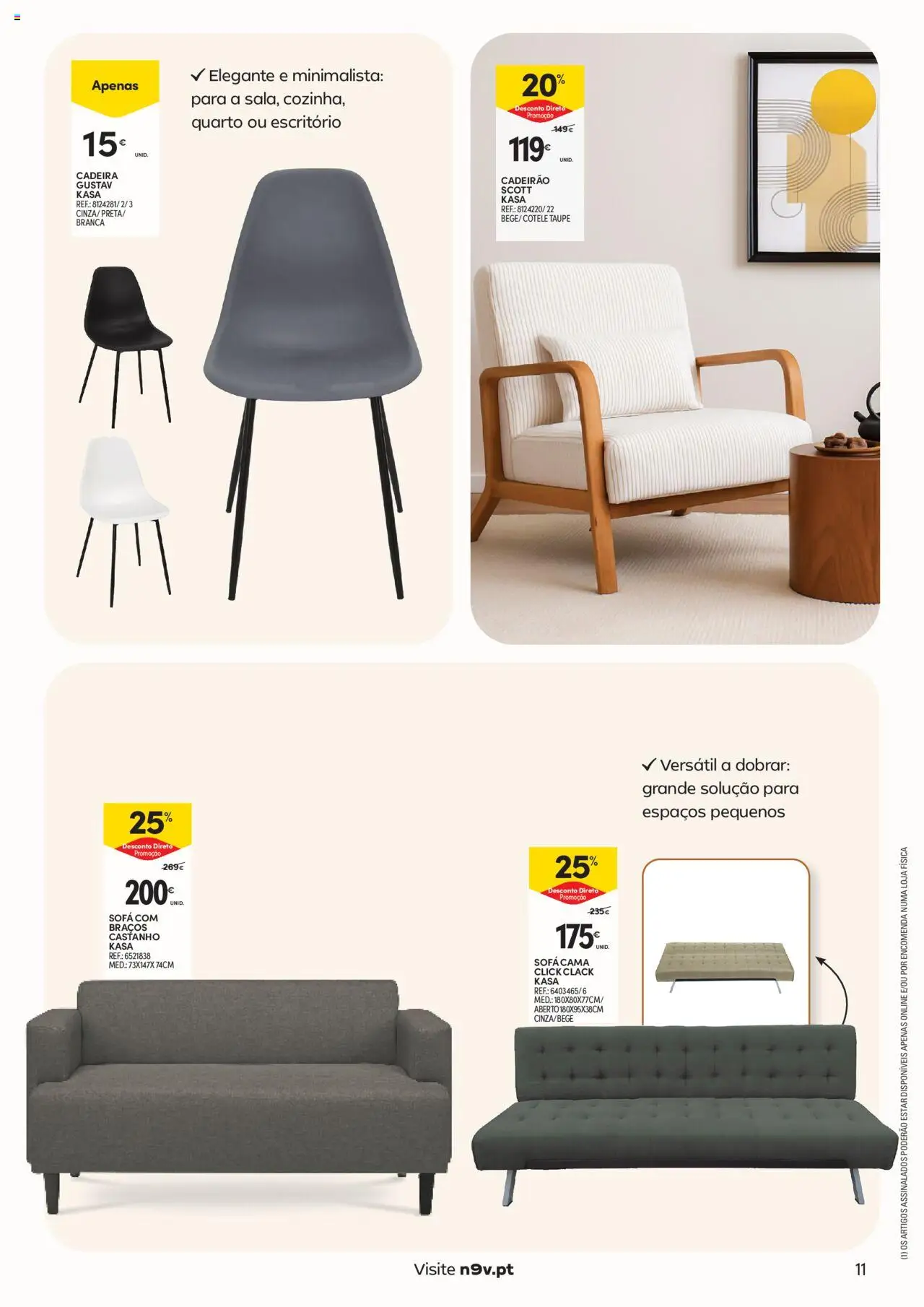 Continente - Açores: Casa Outono │ válido de 14.10.2025 | Página: 11 | Produtos: Cama, Sofá, Cadeira