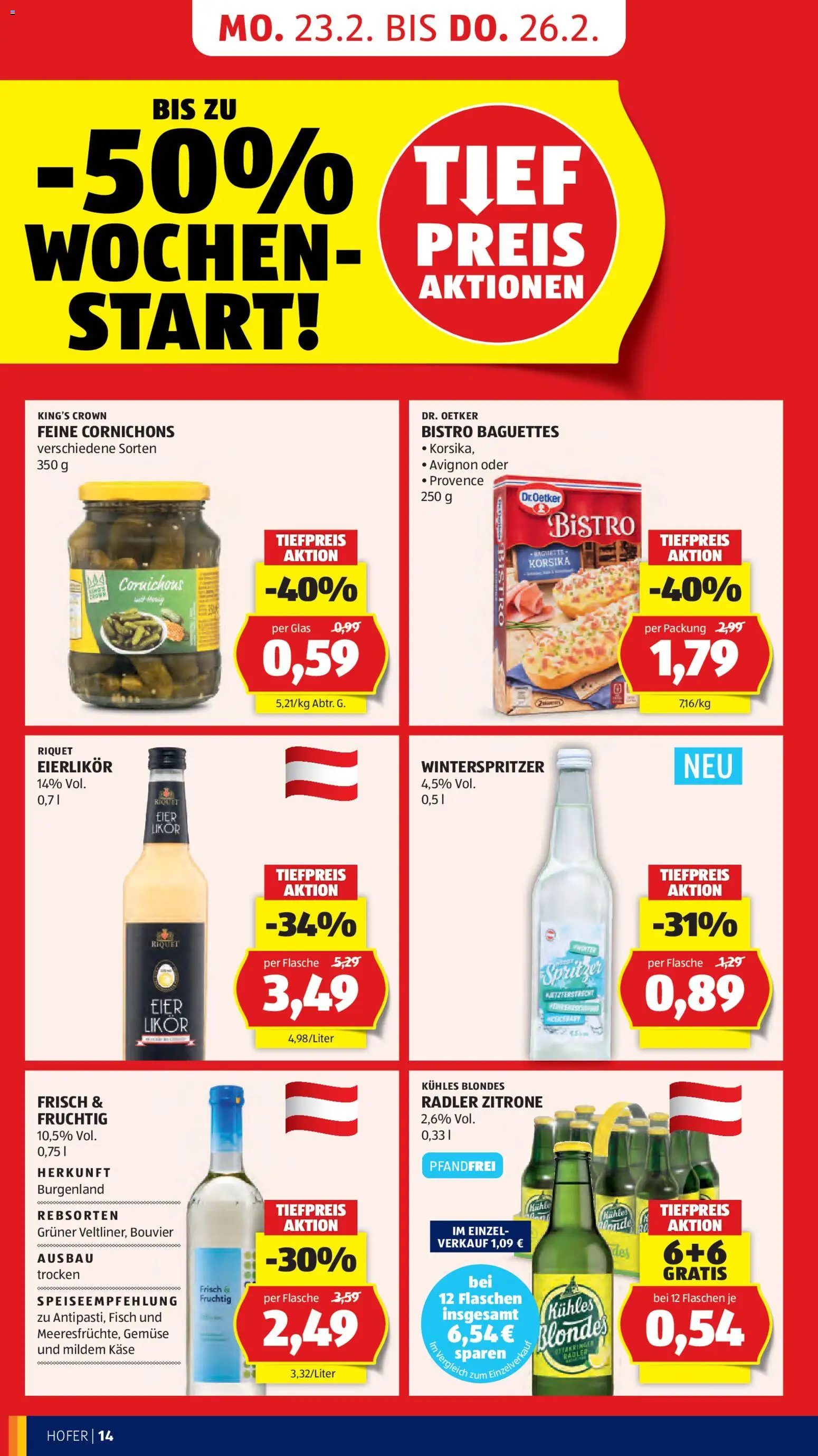 Hofer AT akciós ujság - amely érvényes a következő dátumtól: 20.02.2026 | Oldal: 16 | Termékek: Radler, Likőr