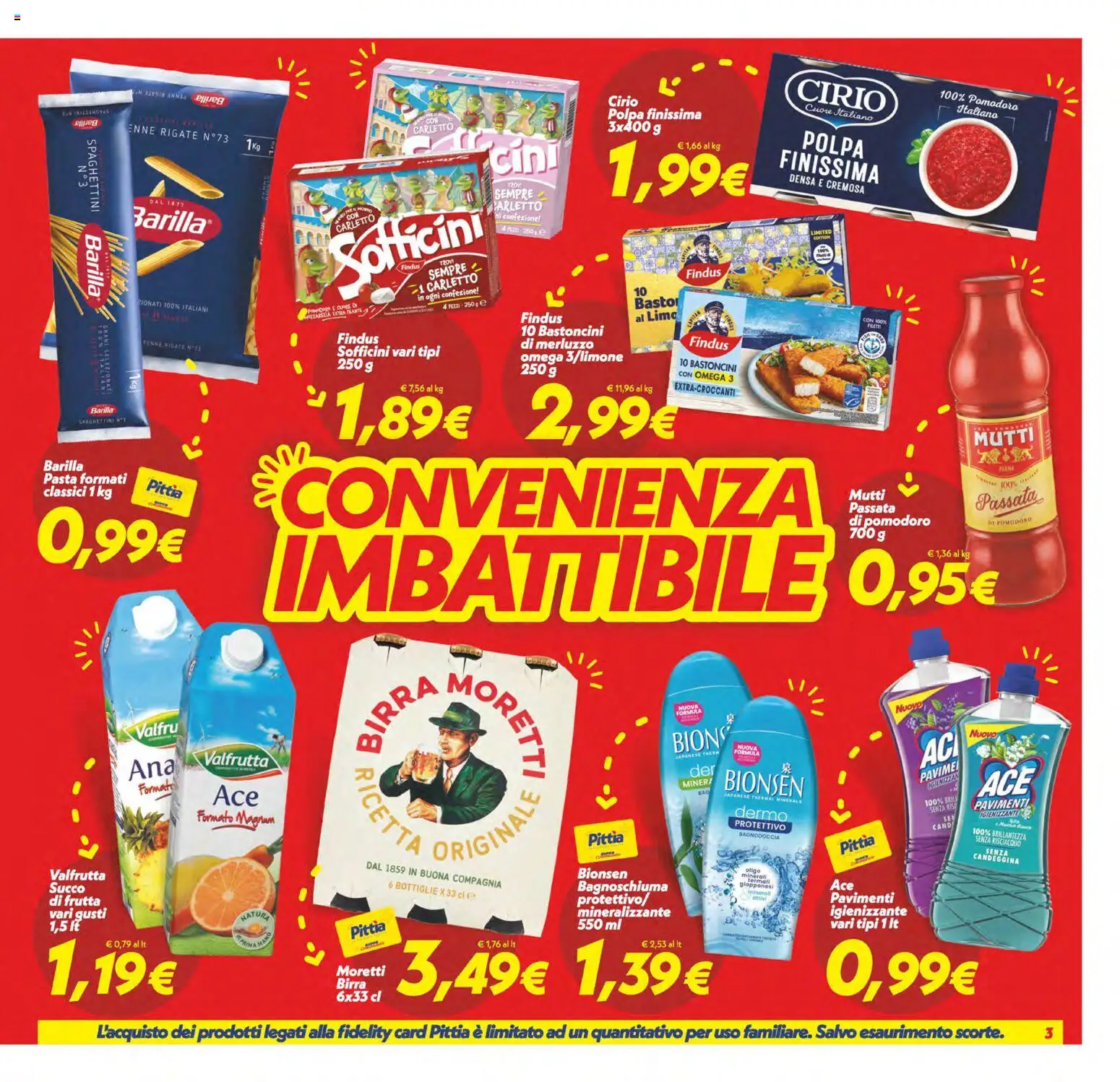 Volantino SuperConveniente del 28.04.2026 | Pagina: 3 | Prodotti: Bagnoschiuma, Succo, Merluzzo, Candeggina