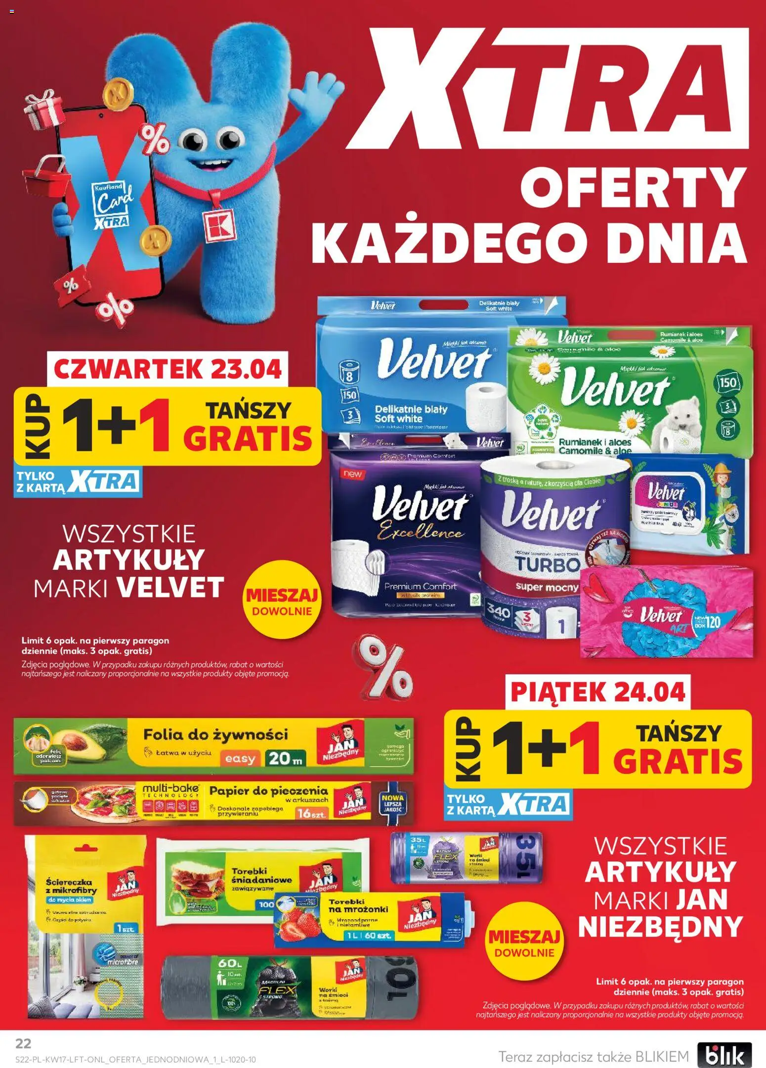 Kaufland gazetka od 23.04.2026 | Strona: 22 | Produkty: Karta, Papier do pieczenia, Aloes, Torebki