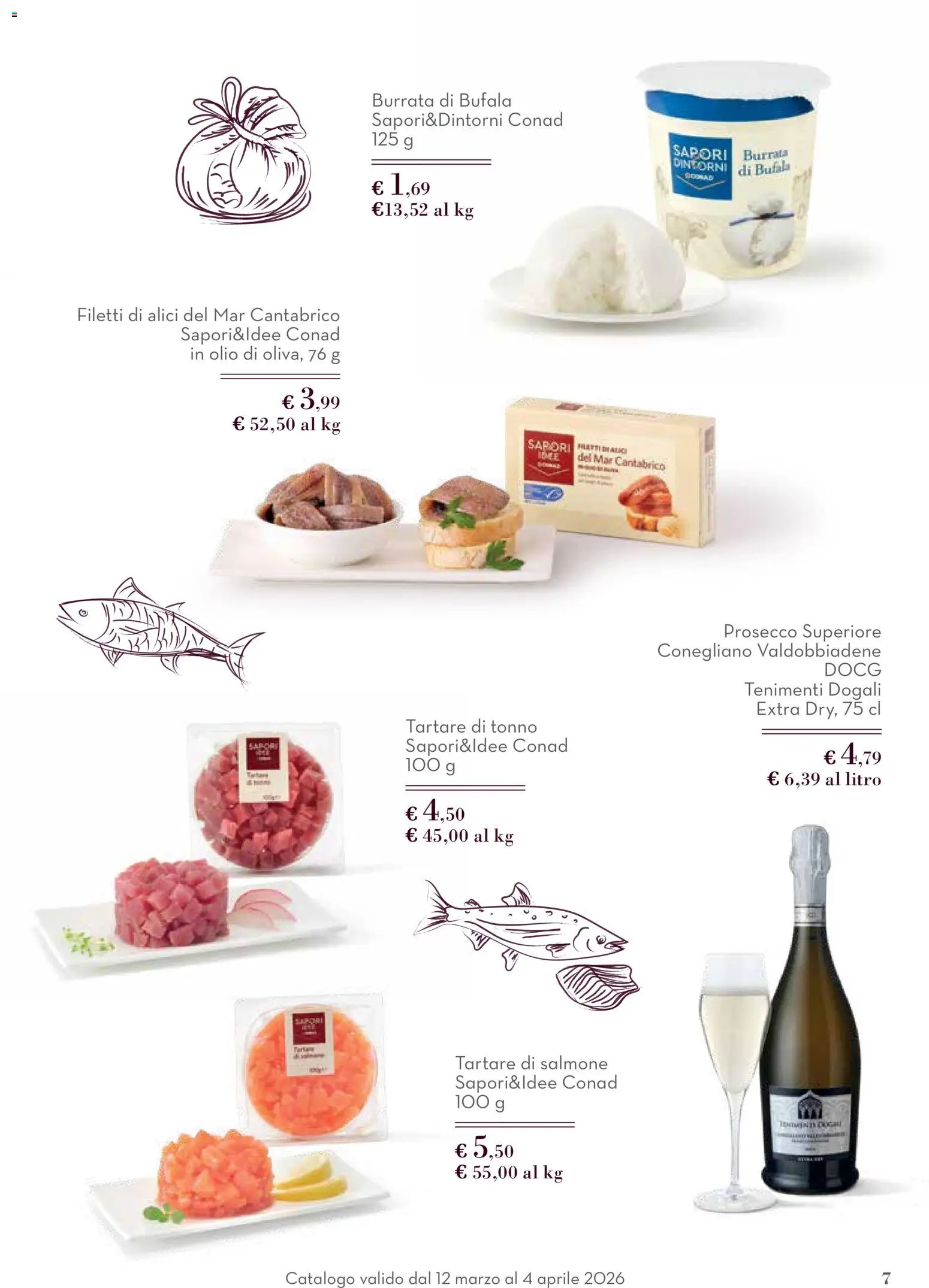 Volantino Conad del 12.03.2026 | Pagina: 7 | Prodotti: Salmone, Olio, Alici, Burrata