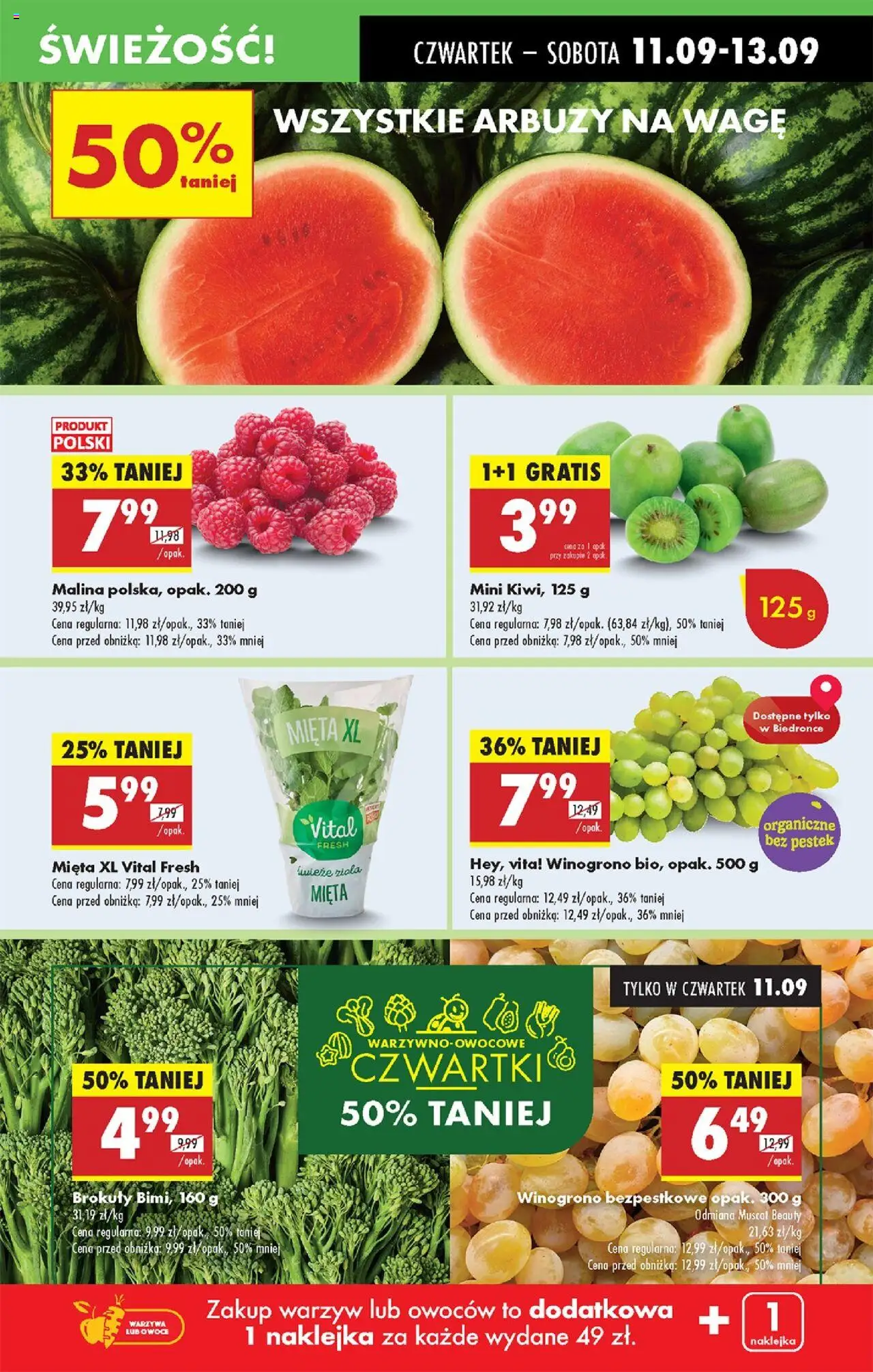 Biedronka gazetka - Oferta w tym tygodniu od 11.09.2025 | Strona: 21 | Produkty: Winogrono, Mięta, Kiwi, Owoce