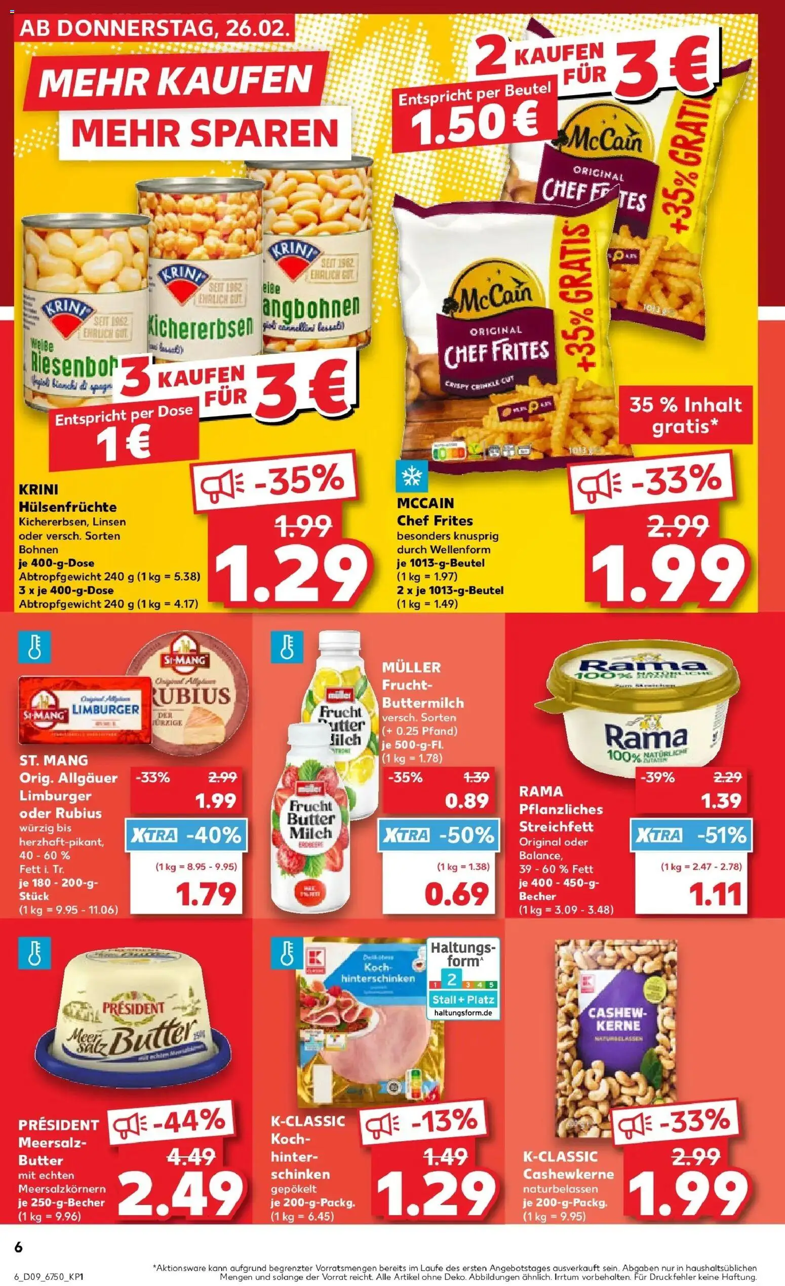 Kaufland prospekt Berlin	 – gültig ab 26.02.2026 | Seite: 6 | Produkte: Rama, Milch, Butter, McCain