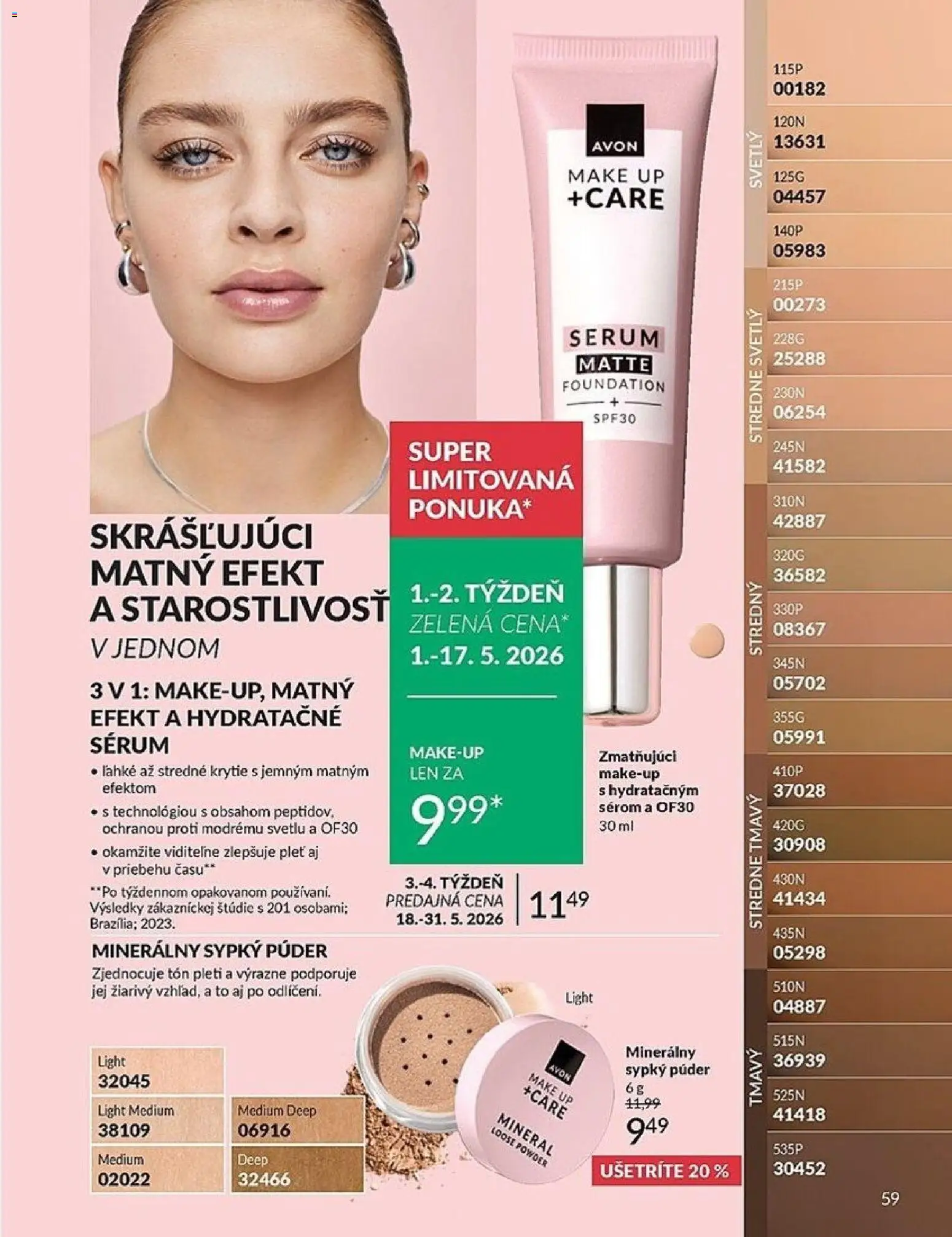 Nové Avon akcie – leták je platný od 01.05.2026 | Strana: 59 | Produkty: Make up, Púder