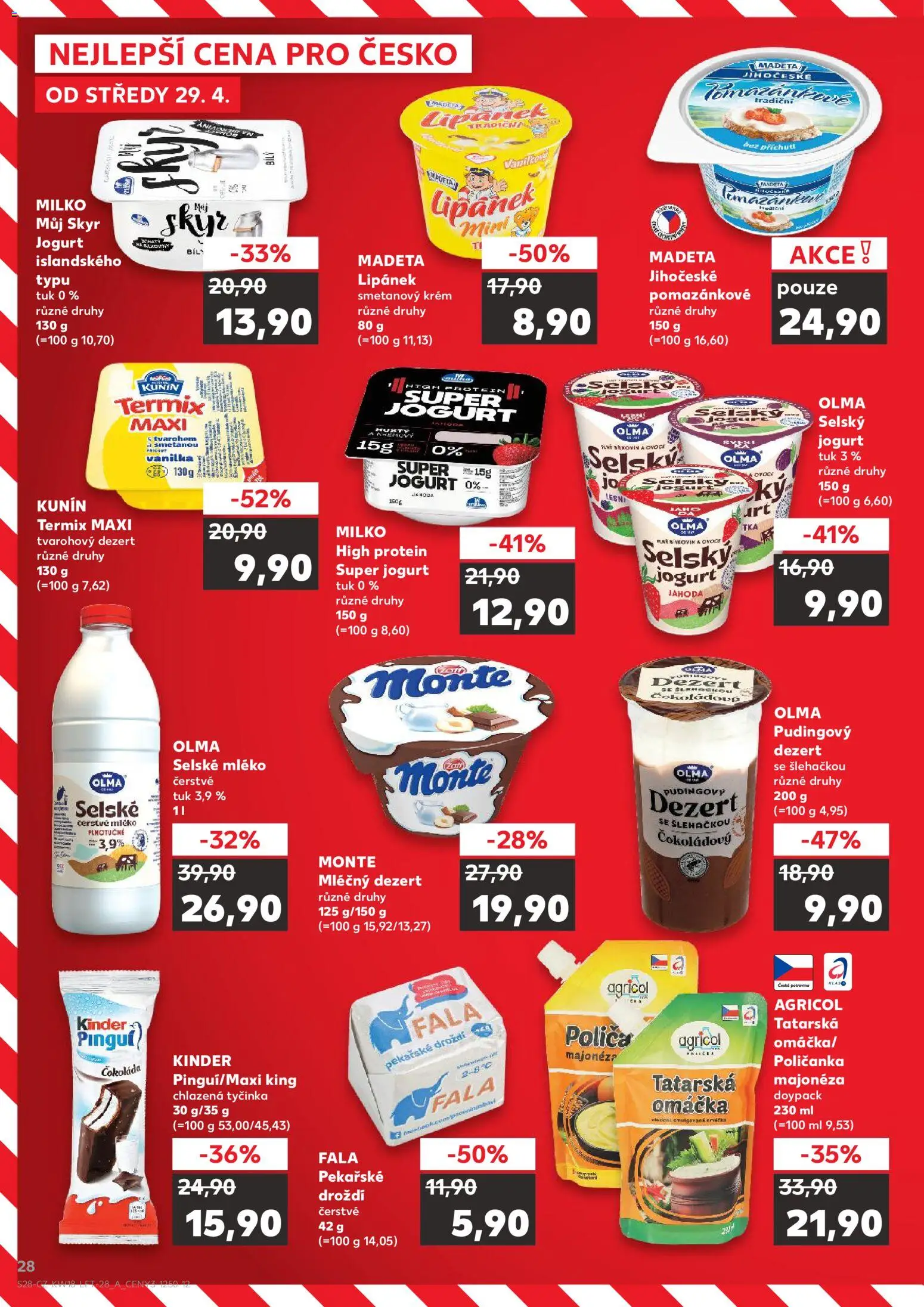 Kaufland leták - Brno od 29.04.2026 | Strana: 28 | Produkty: Lipánek, Mléko, Krém, Majonéza