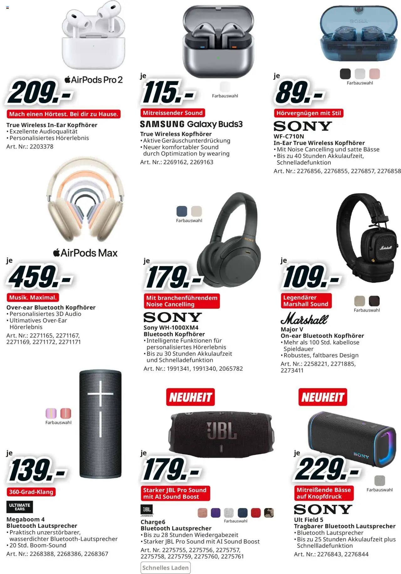 Media Markt Aktionen ab 22.06.2025 | Seite: 6 | Produkte: Kopfhörer, Samsung, Lautsprecher, Sony